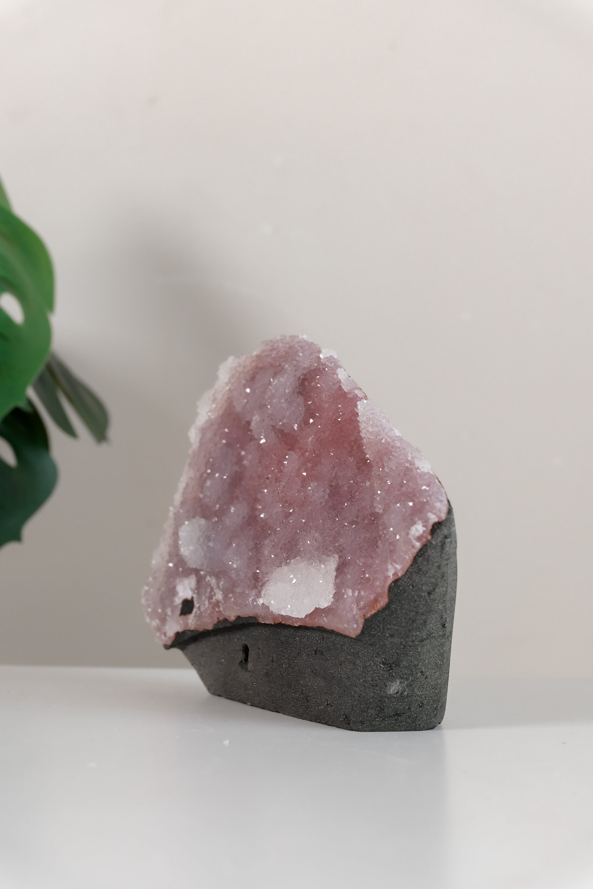 Pink Chalcedony Quartz Cutbase Cluster