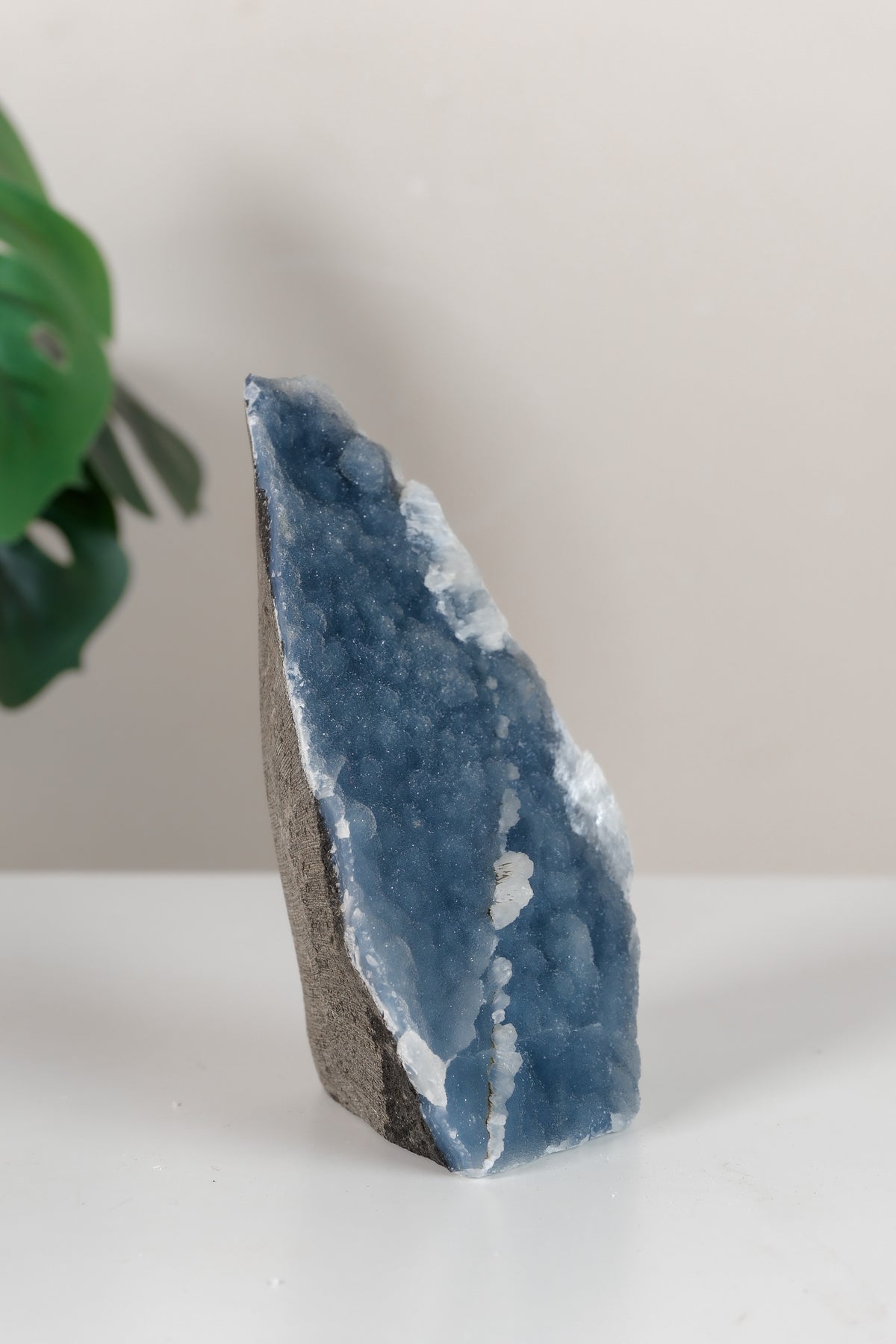 Shimmering Botryoidal Blue Chalcedony Cutbase Cluster