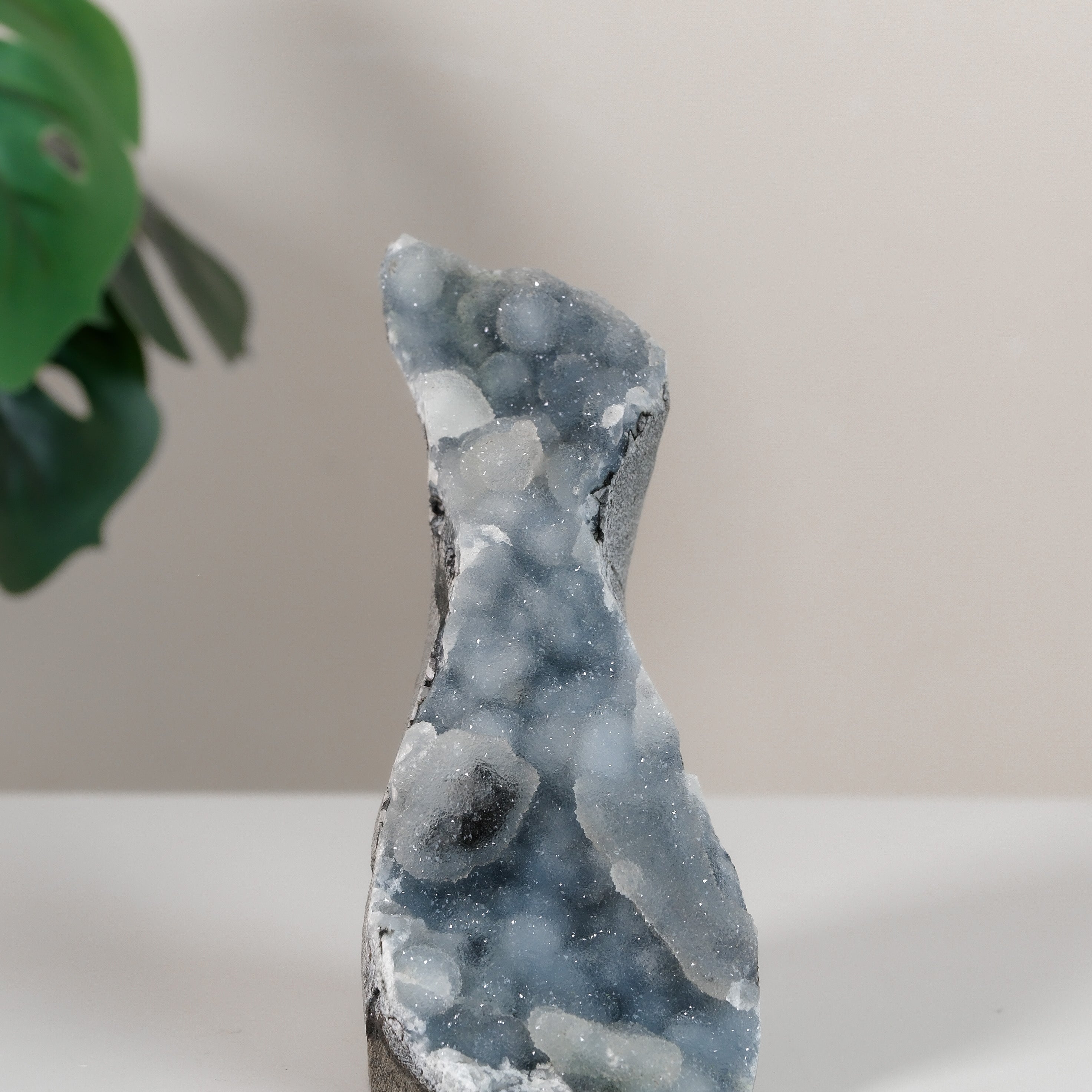 Shimmering Botryoidal Blue Chalcedony Cutbase Cluster