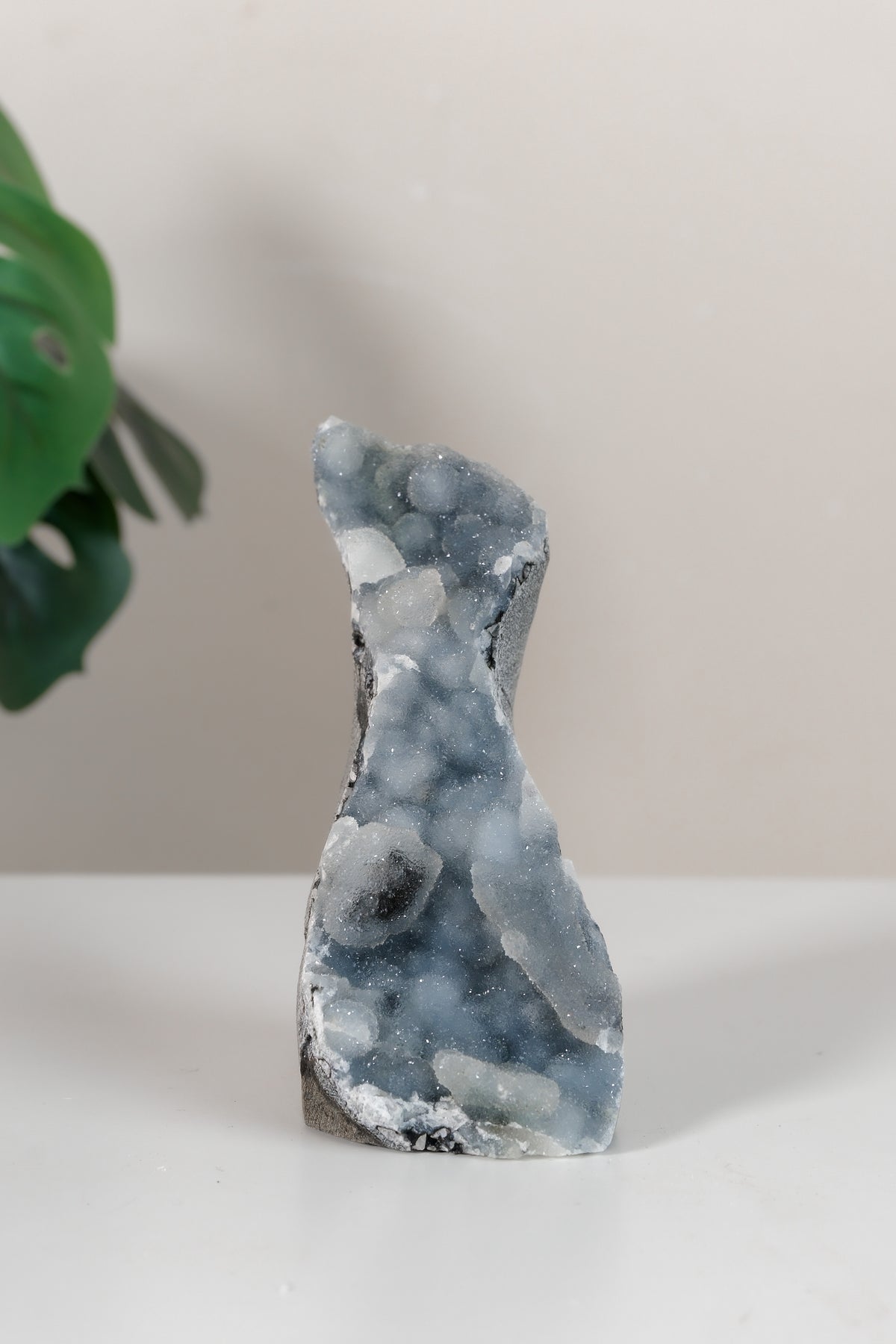 Shimmering Botryoidal Blue Chalcedony Cutbase Cluster