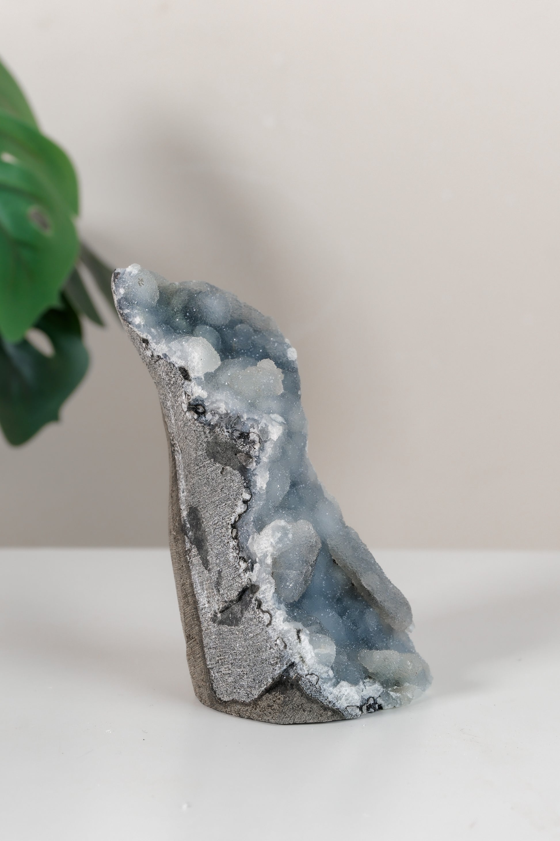 Shimmering Botryoidal Blue Chalcedony Cutbase Cluster