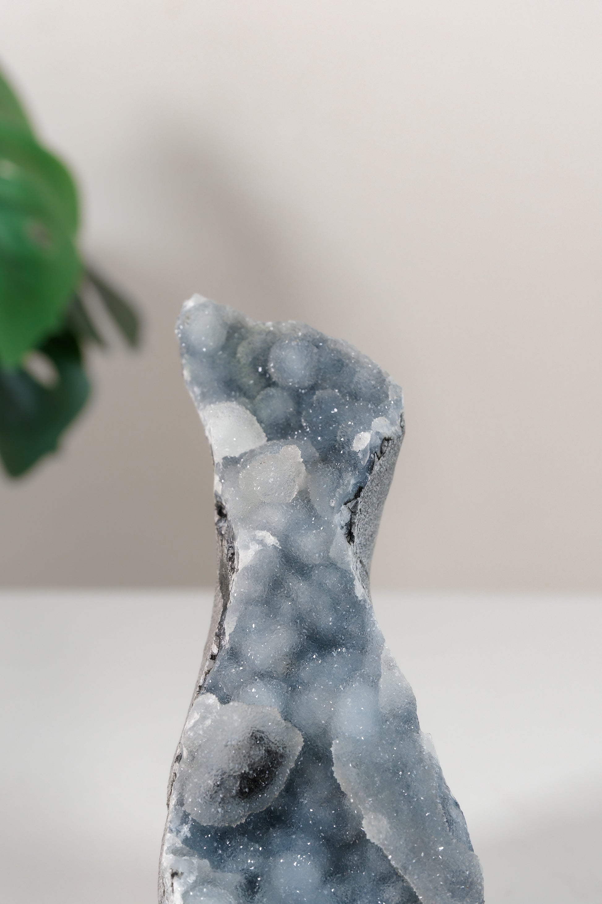 Shimmering Botryoidal Blue Chalcedony Cutbase Cluster