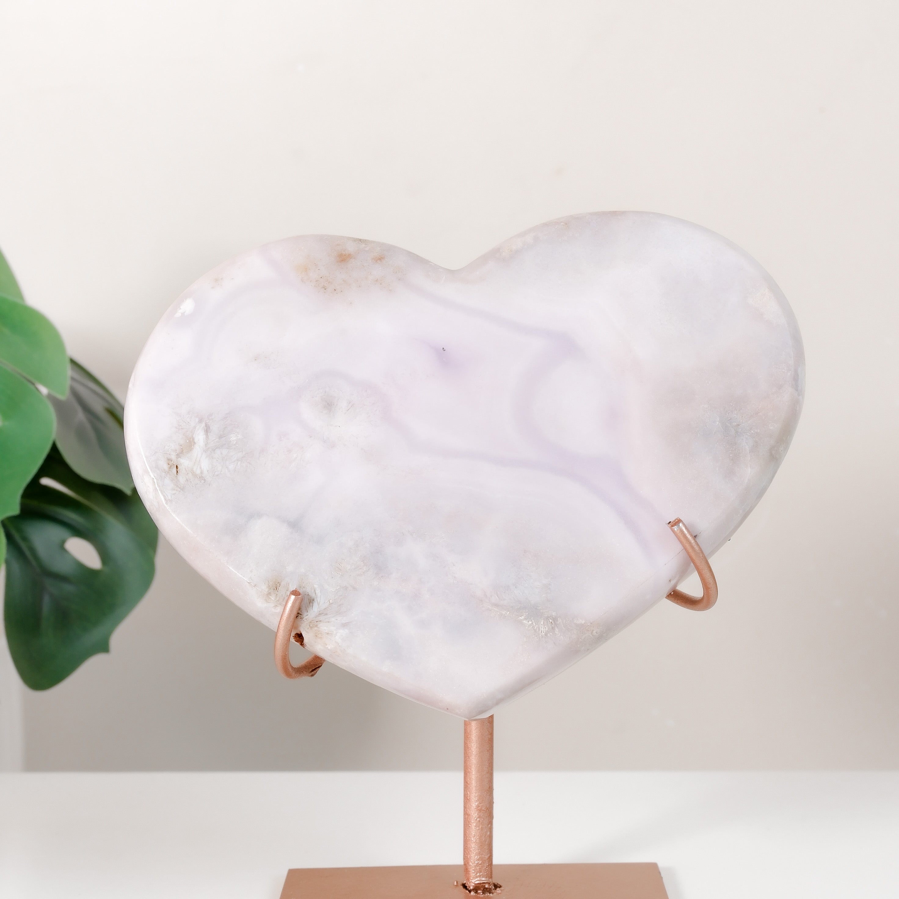 Pink Amethyst Heart On Stand
