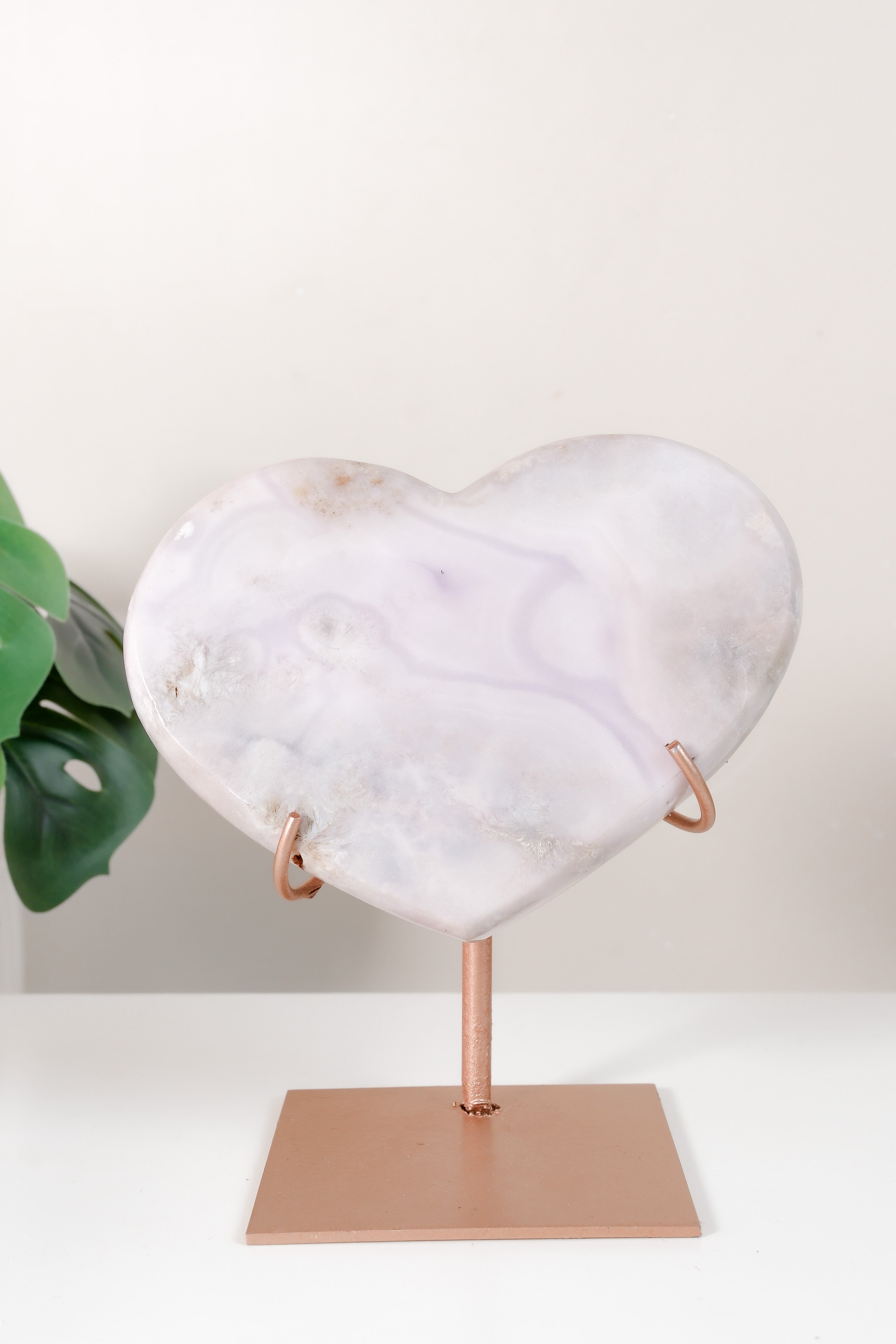 Pink Amethyst Heart On Stand