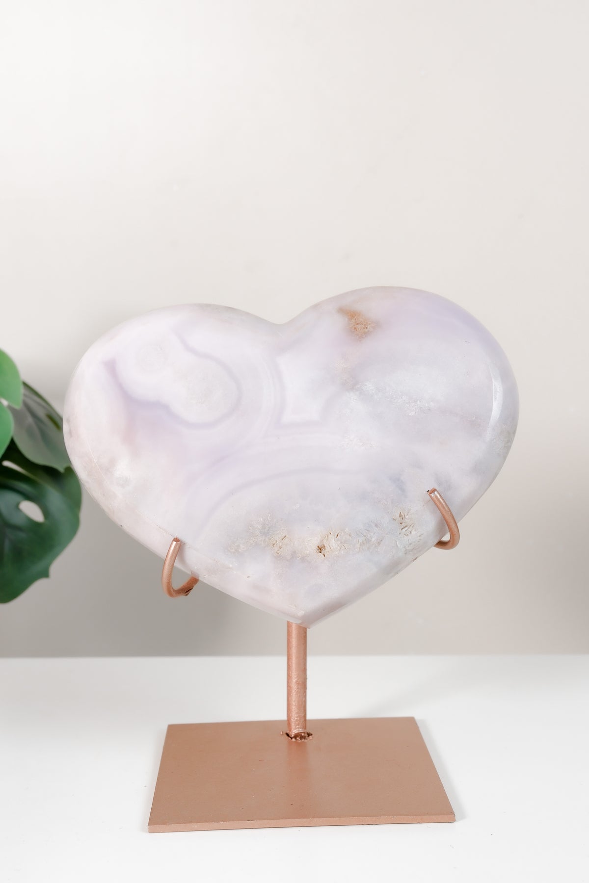 Pink Amethyst Heart On Stand