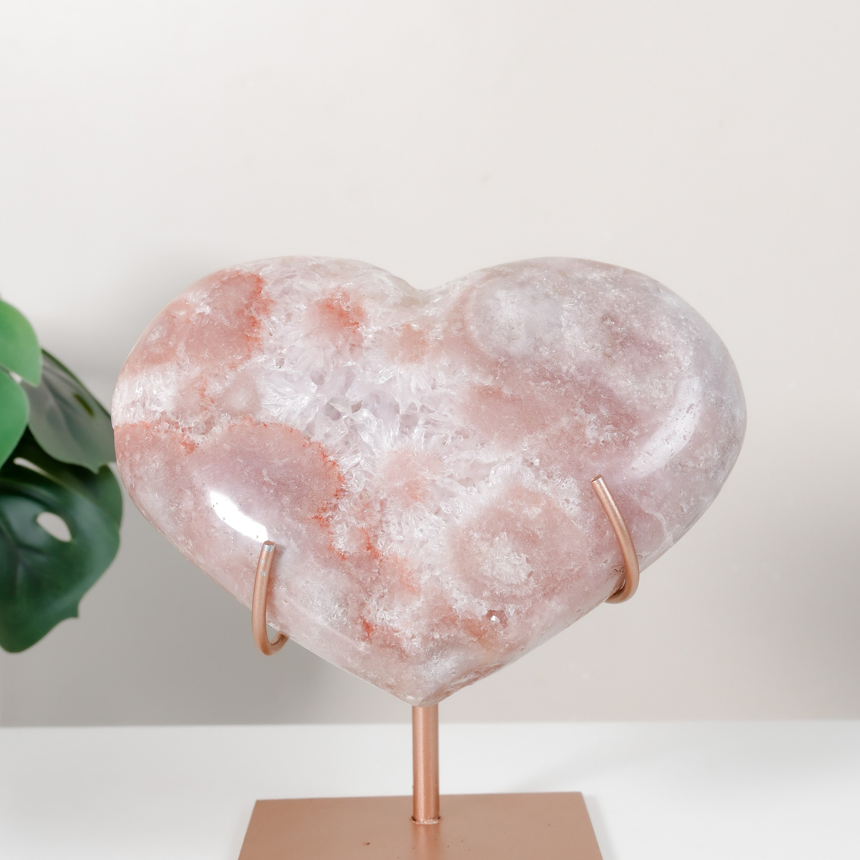 Pink Amethyst Heart On Stand