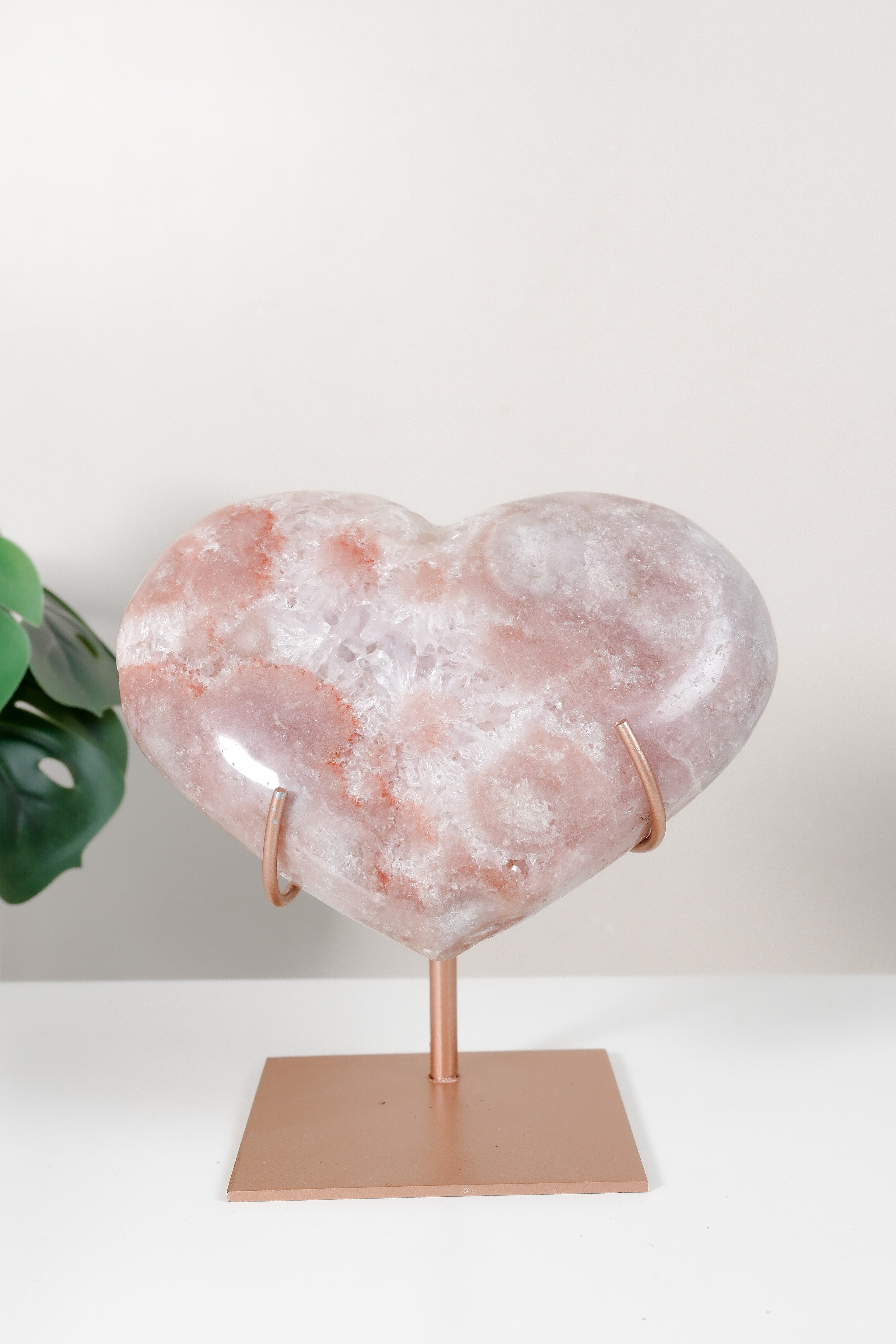 Pink Amethyst Heart On Stand