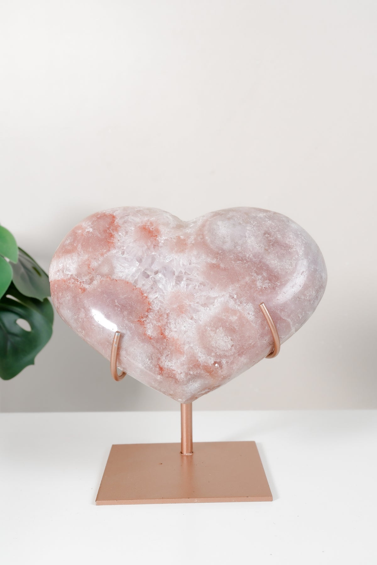Pink Amethyst Heart On Stand