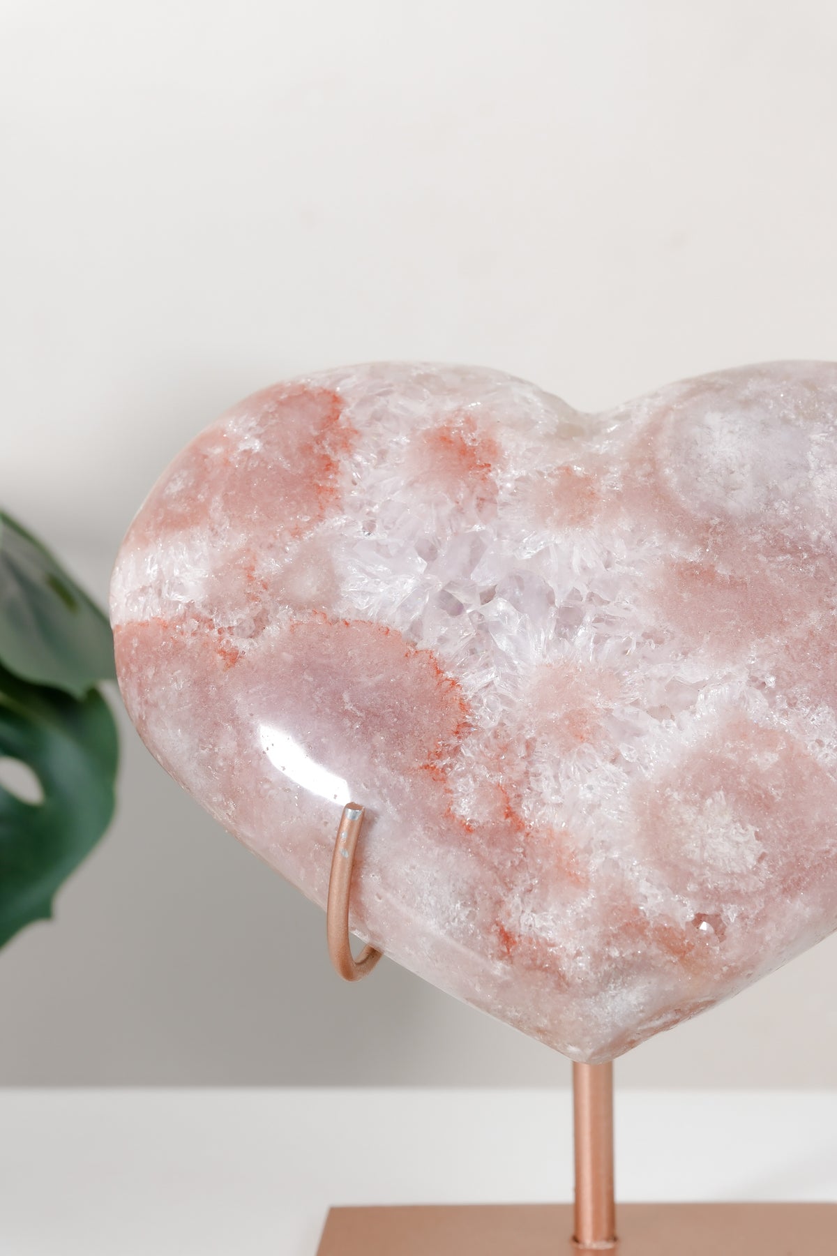 Pink Amethyst Heart On Stand