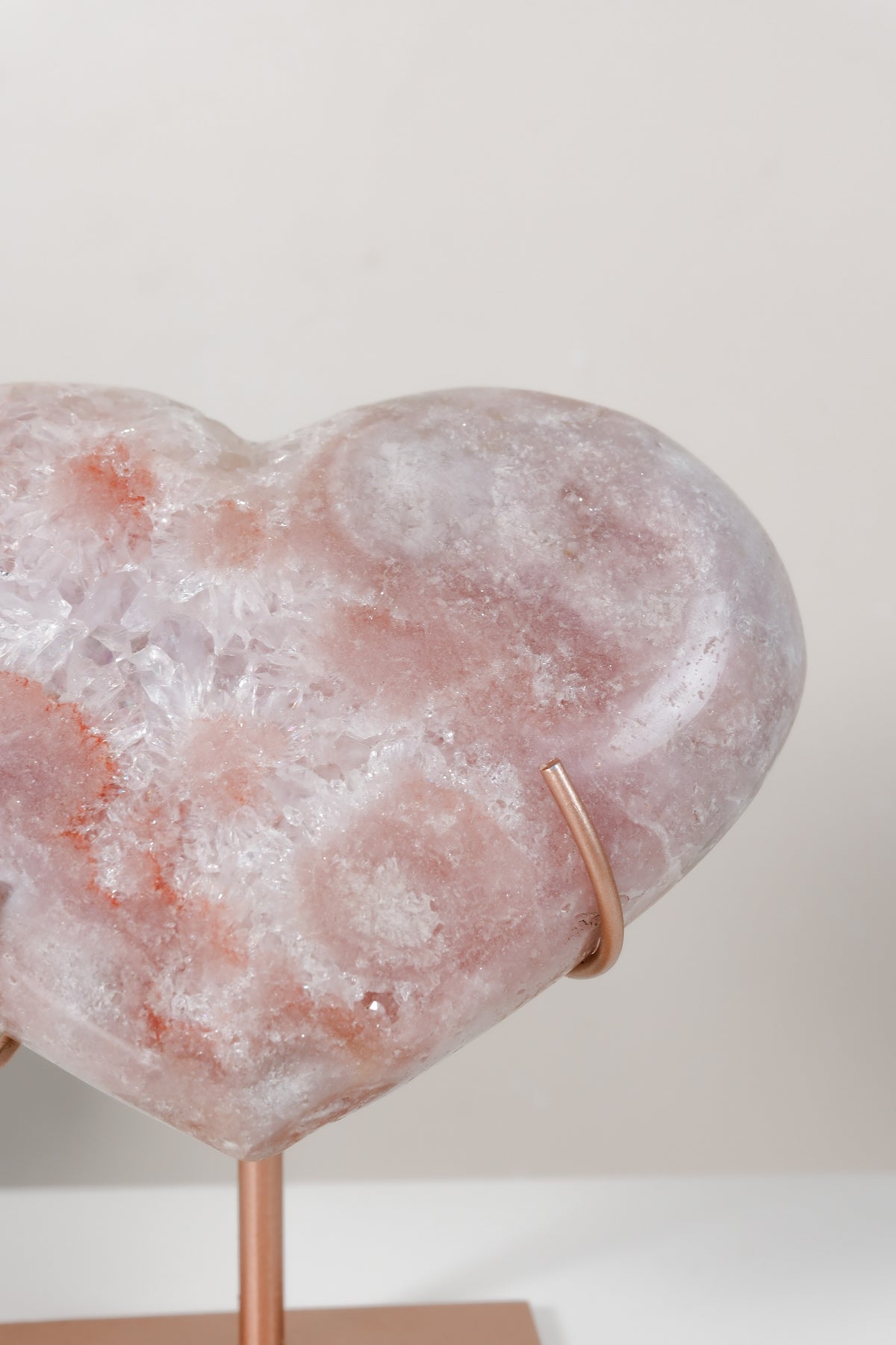 Pink Amethyst Heart On Stand