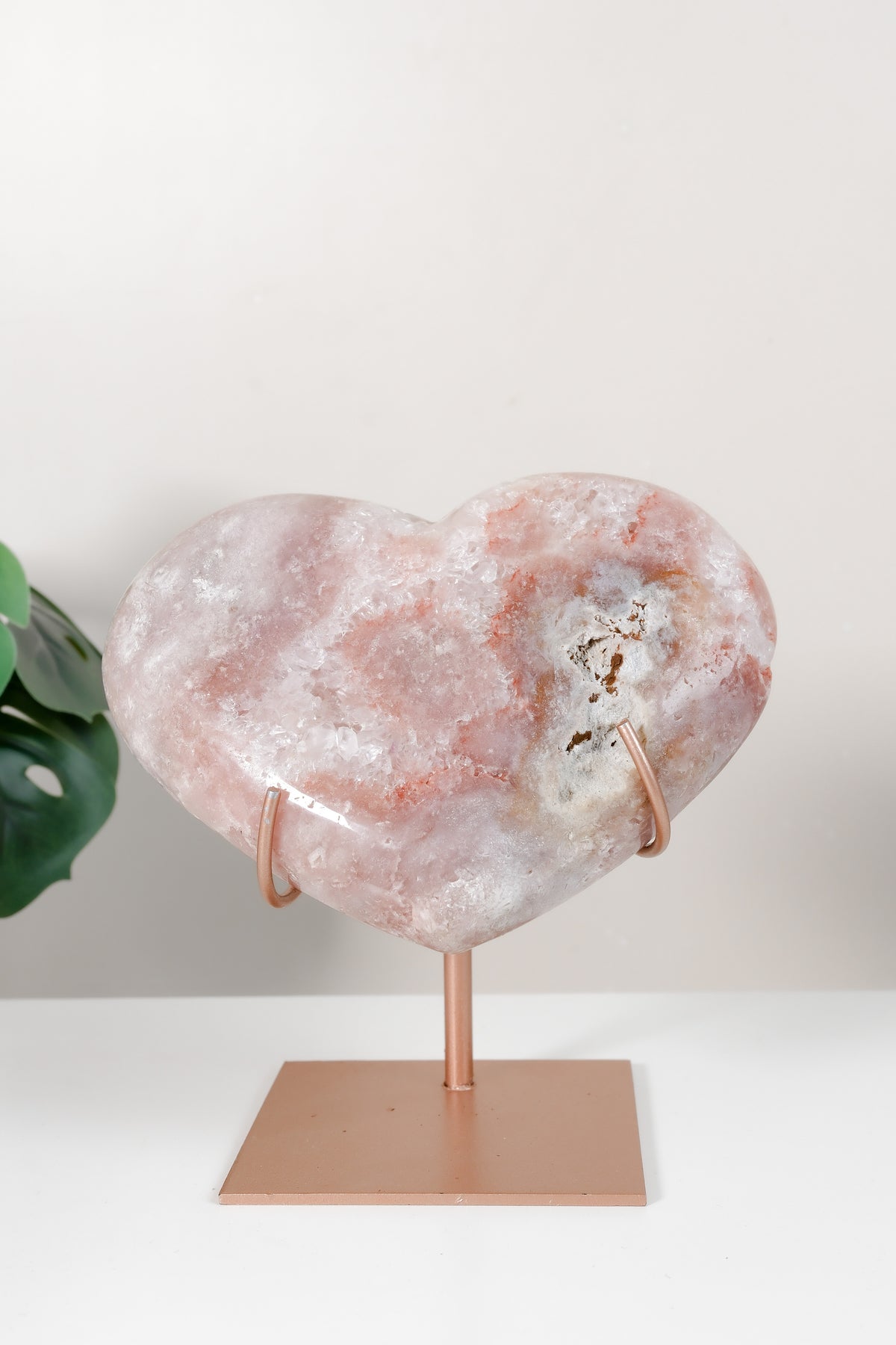 Pink Amethyst Heart On Stand