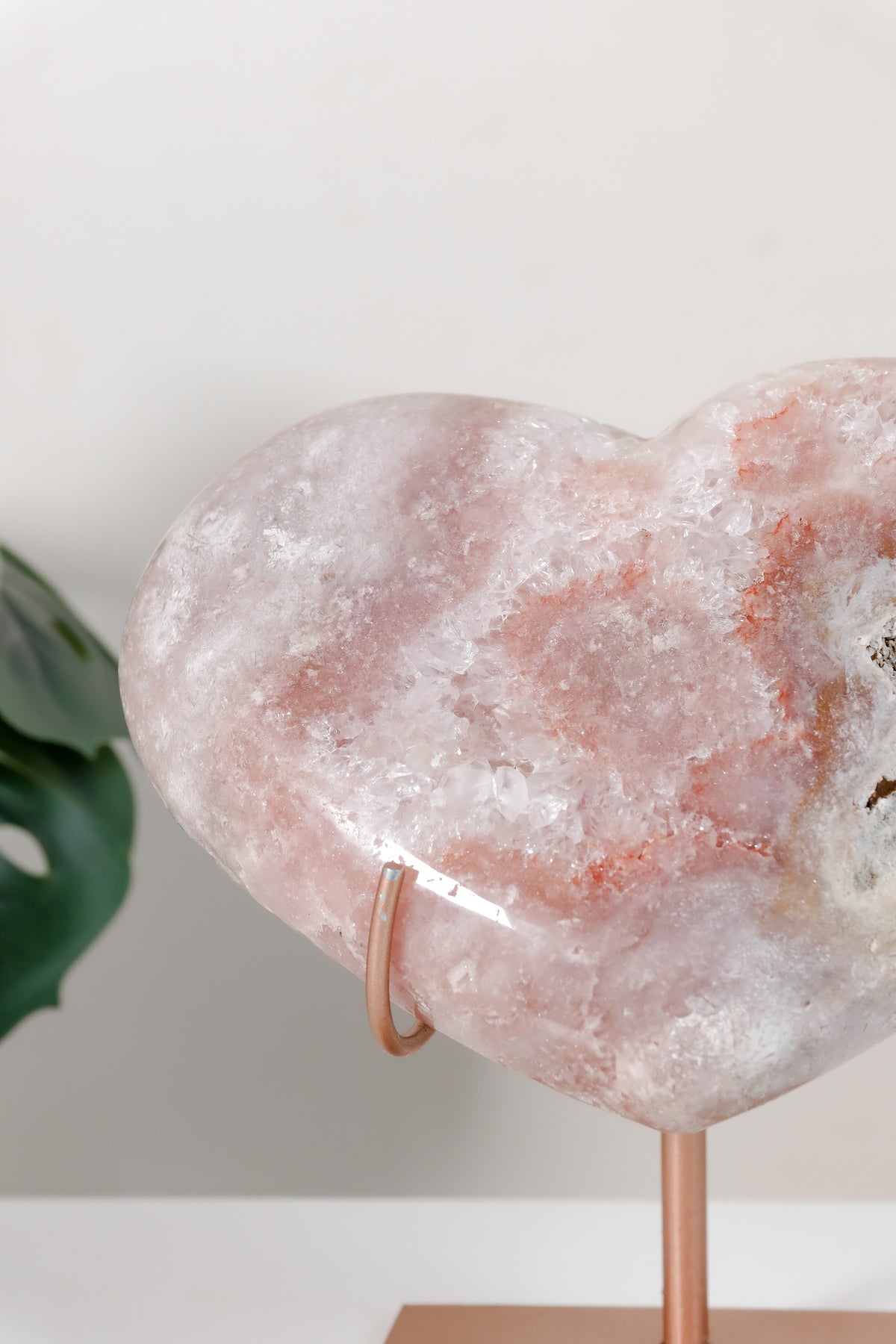 Pink Amethyst Heart On Stand