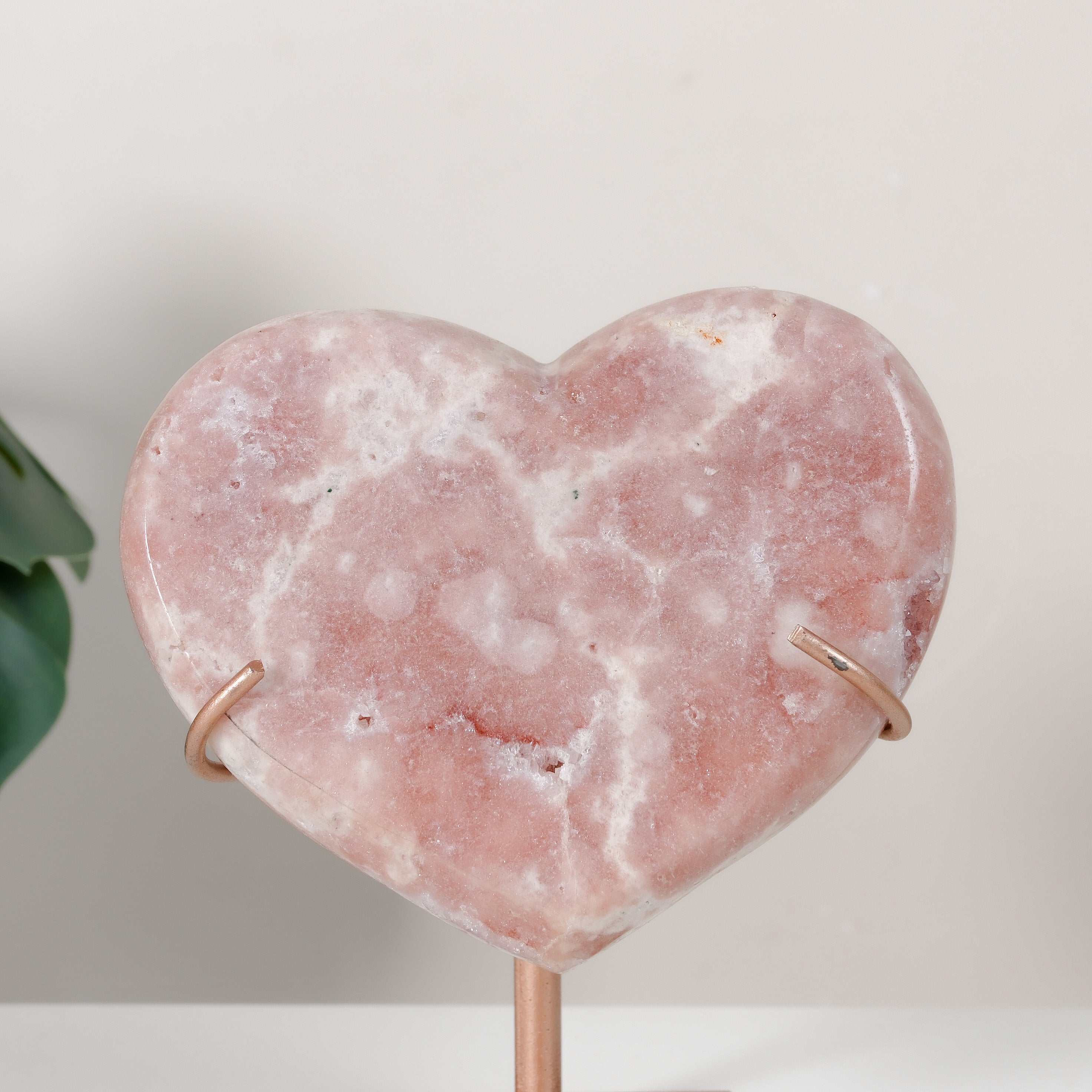 Pink Amethyst Heart On Stand
