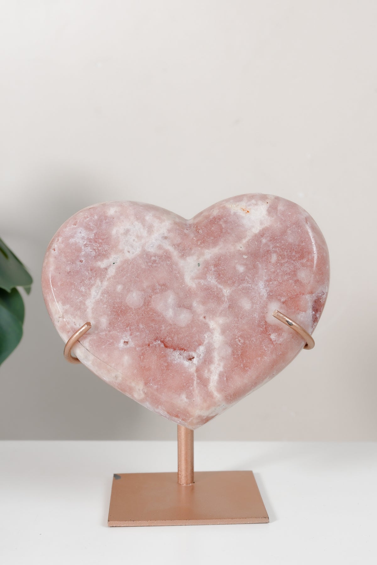 Pink Amethyst Heart On Stand