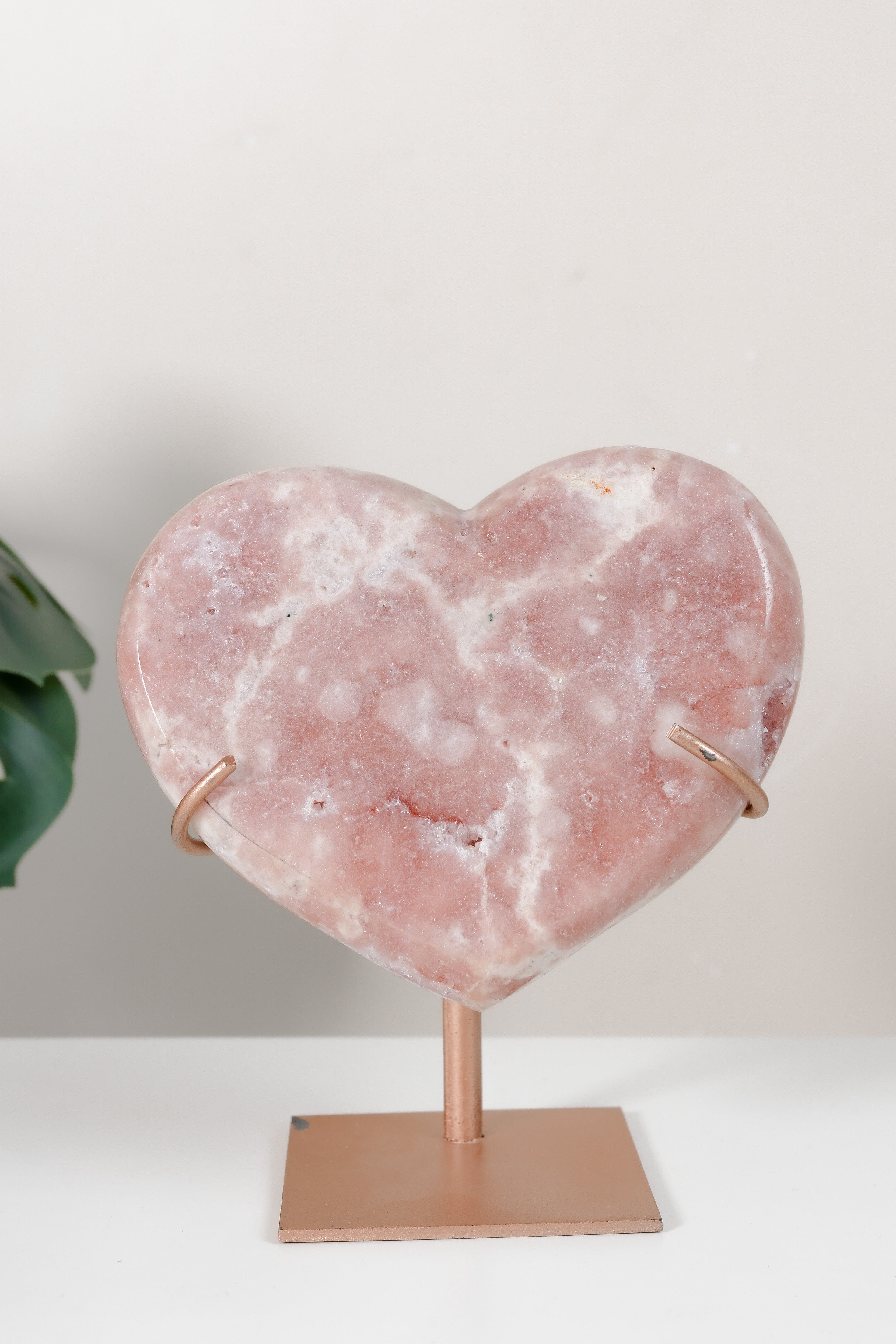 Pink Amethyst Heart On Stand