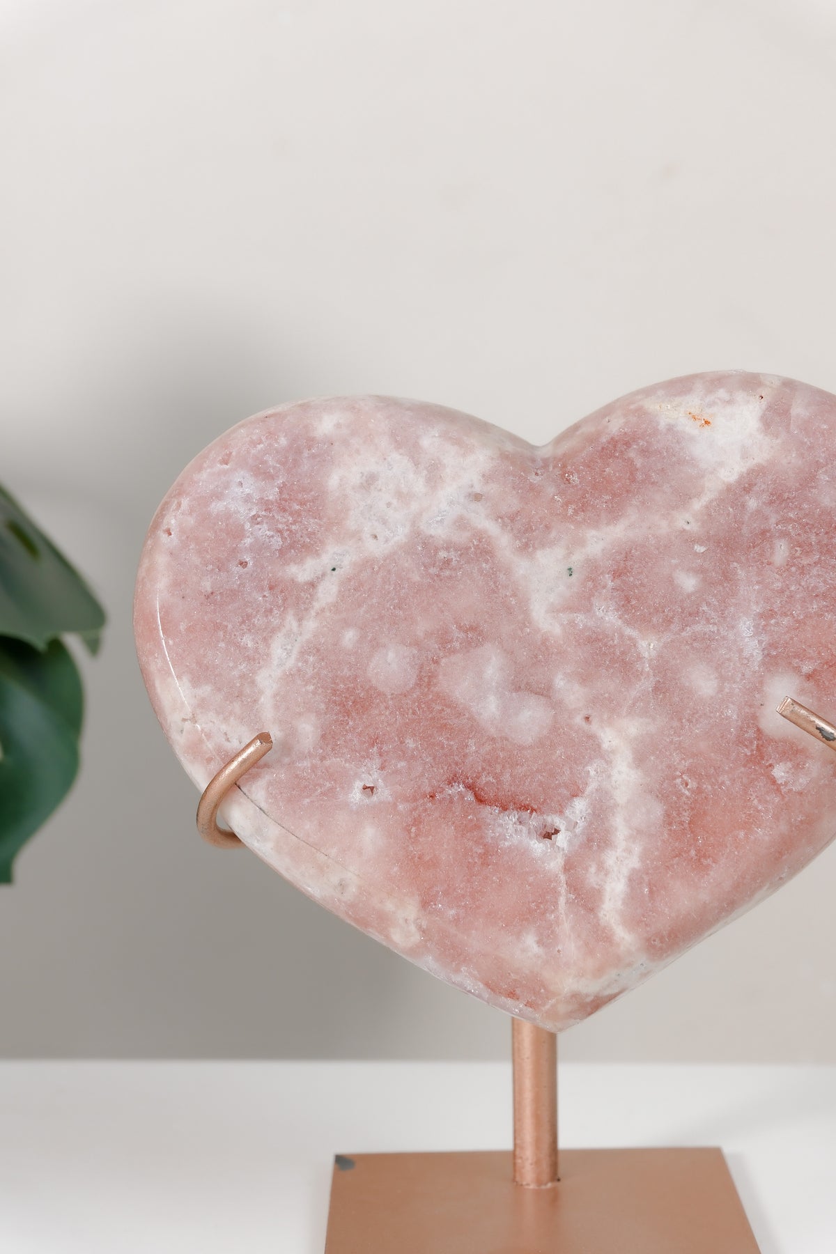 Pink Amethyst Heart On Stand