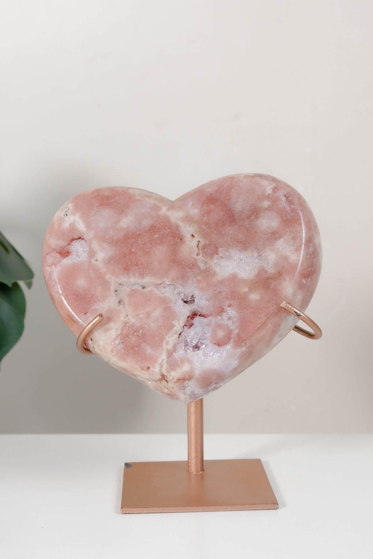 Pink Amethyst Heart On Stand