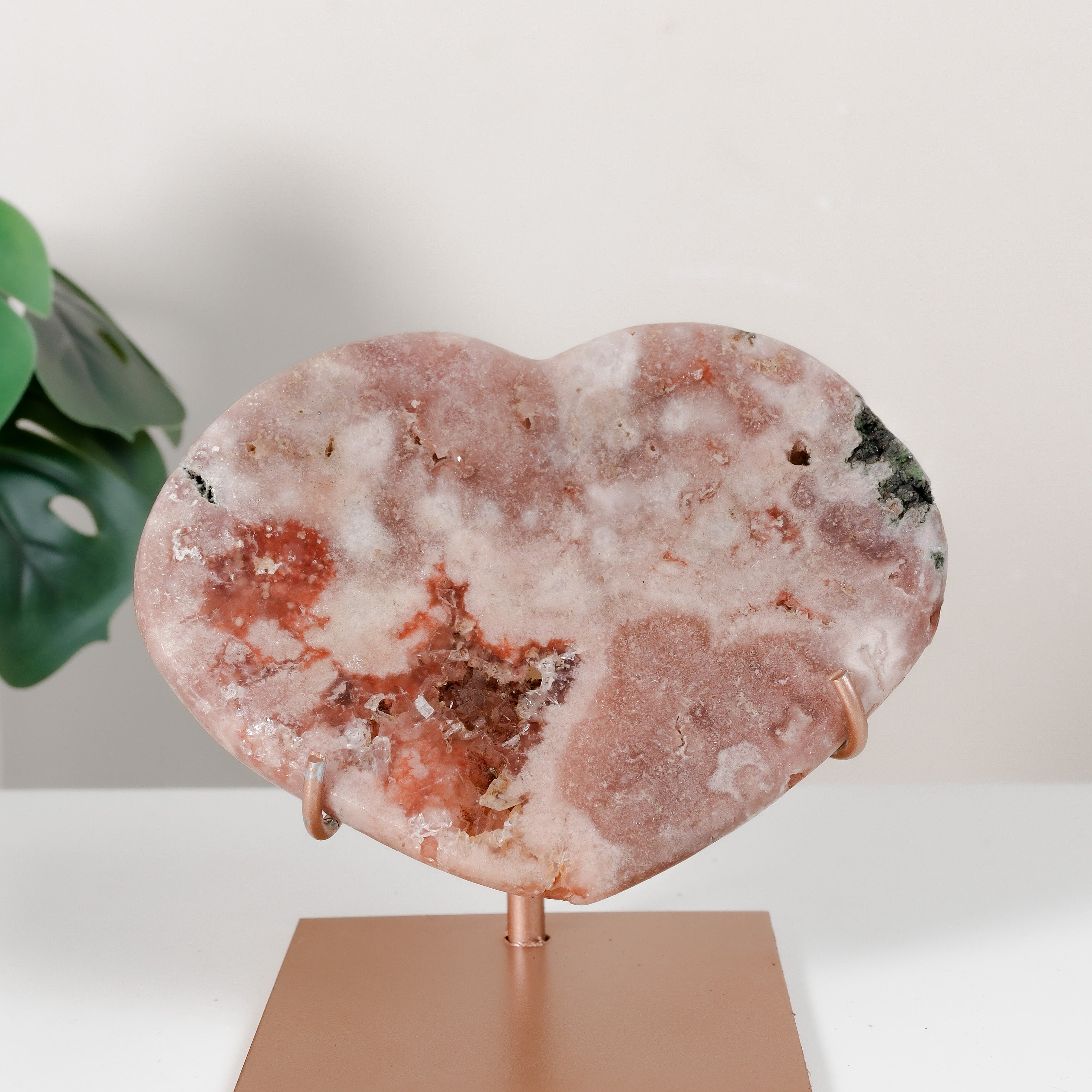 Pink Amethyst Heart On Stand