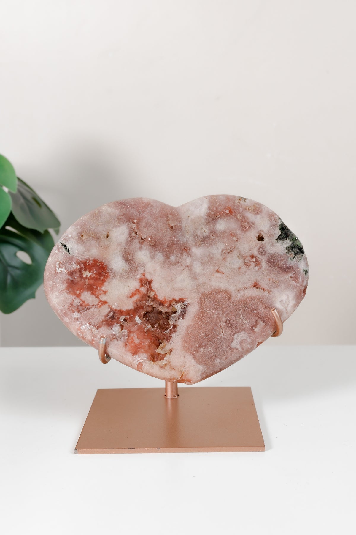 Pink Amethyst Heart On Stand