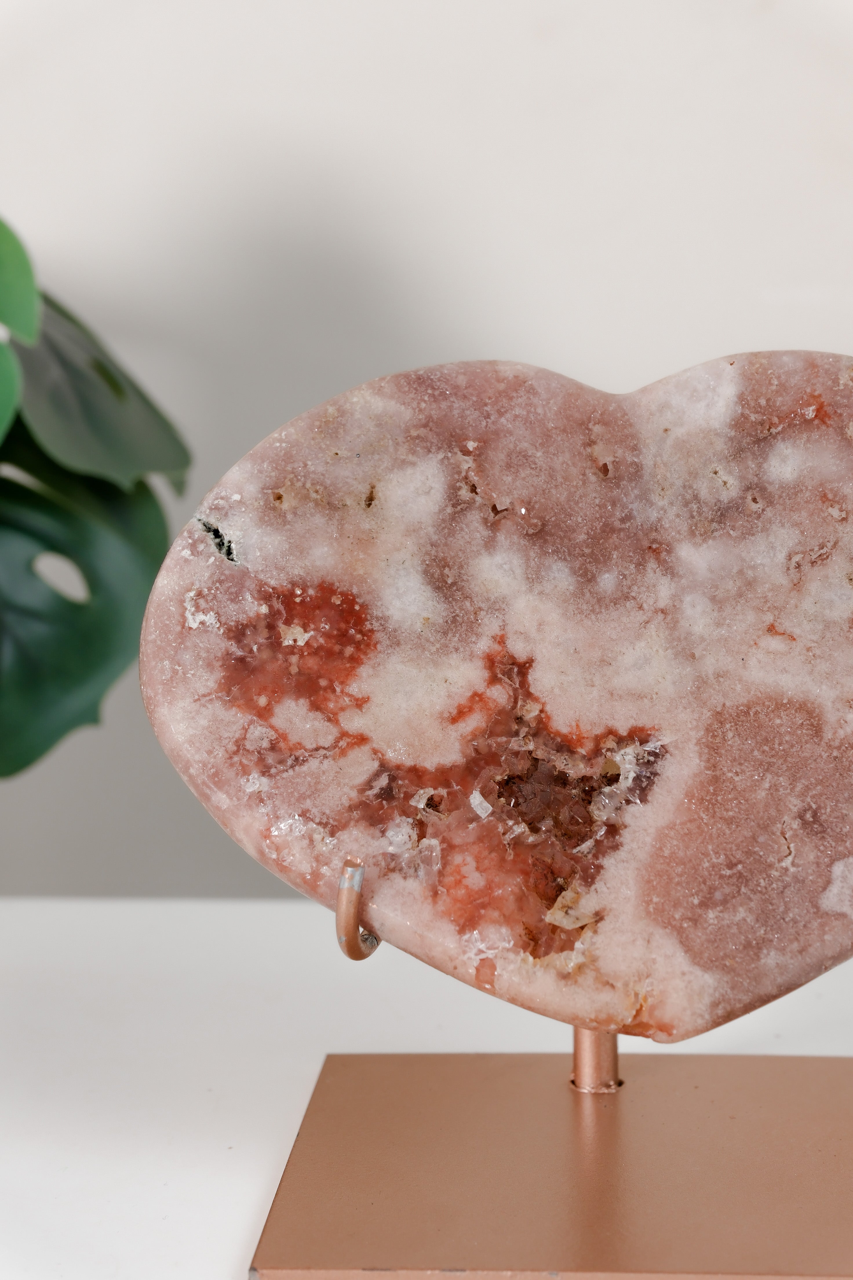 Pink Amethyst Heart On Stand