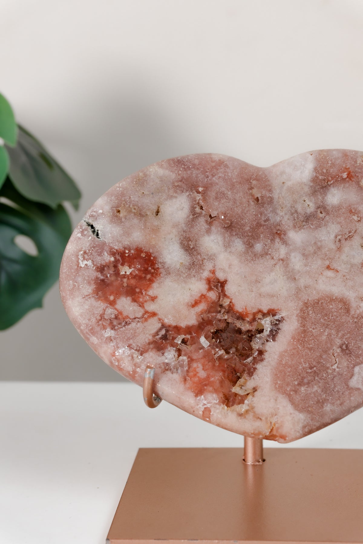 Pink Amethyst Heart On Stand