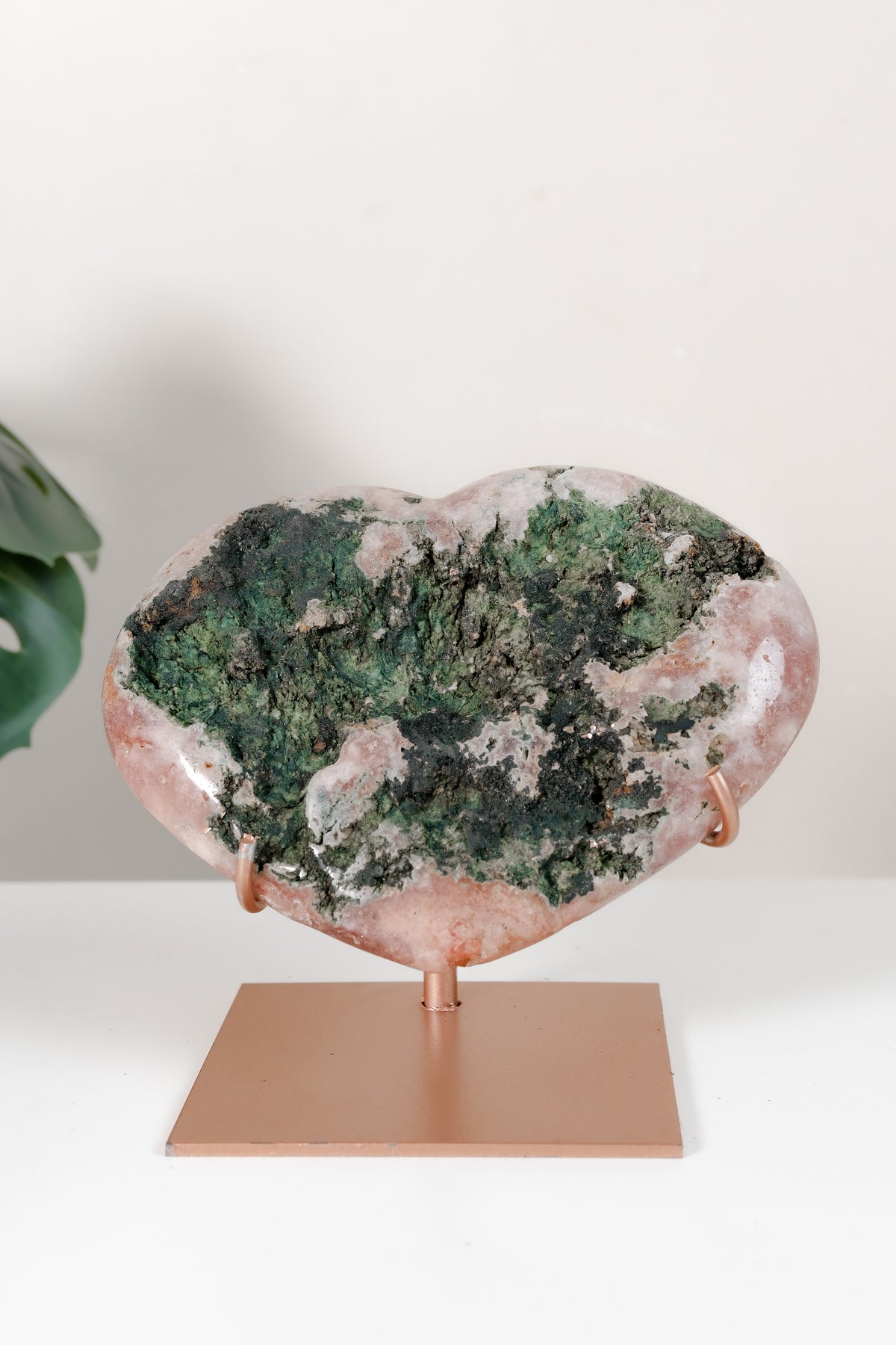 Pink Amethyst Heart On Stand