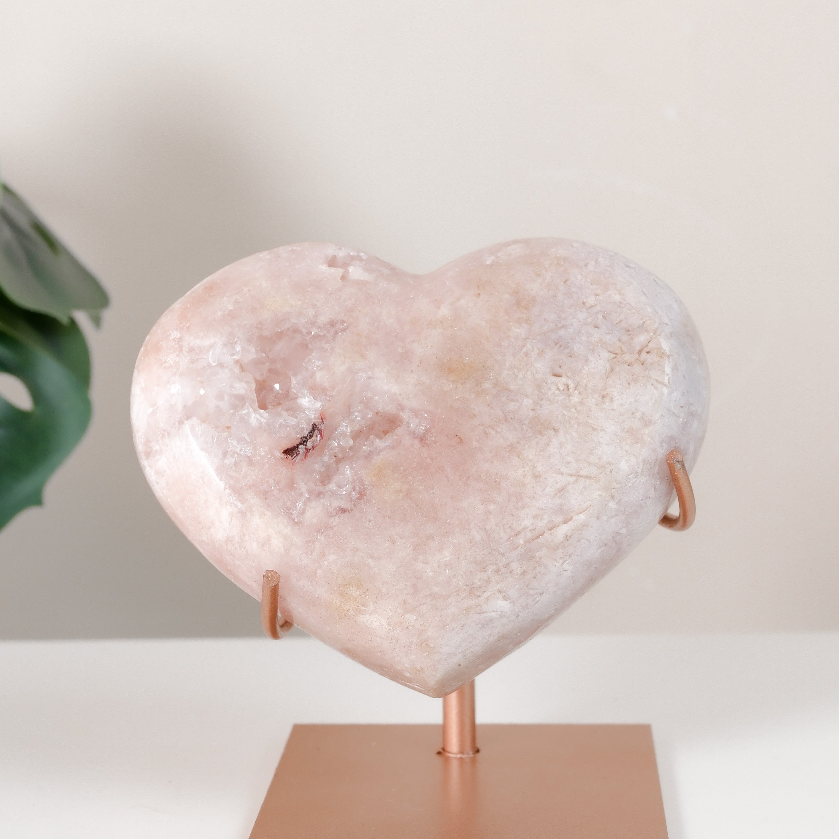 Pink Amethyst Heart On Stand