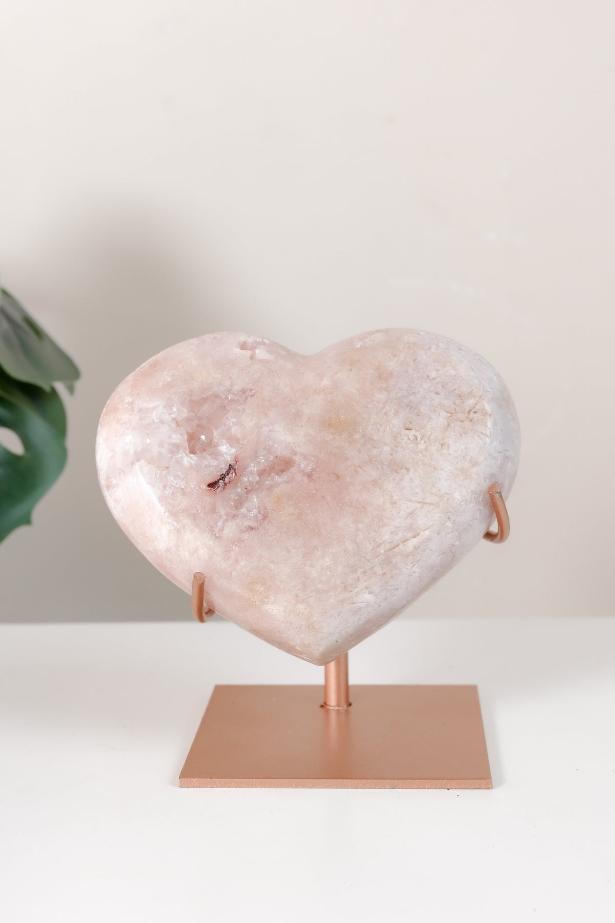 Pink Amethyst Heart On Stand