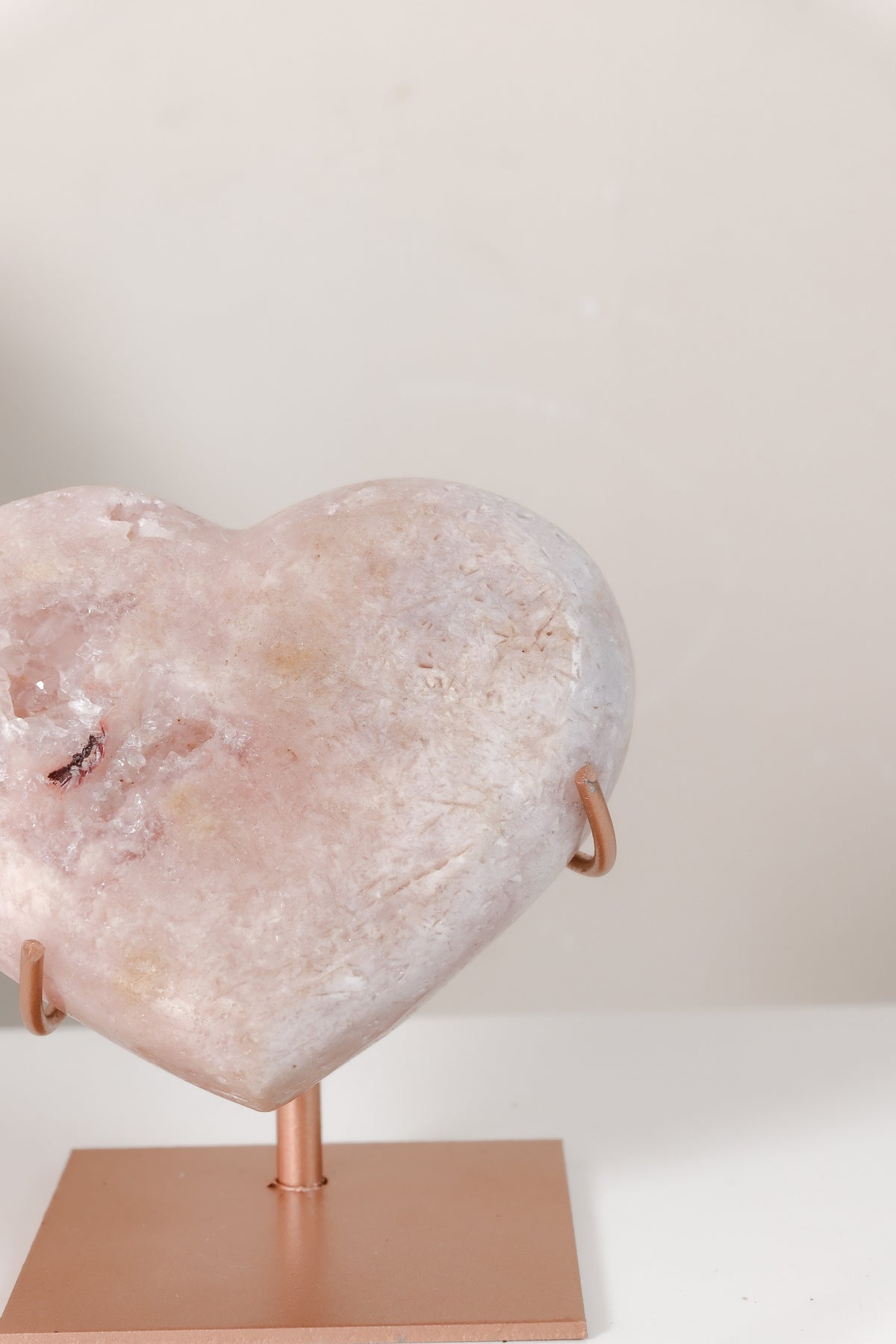 Pink Amethyst Heart On Stand