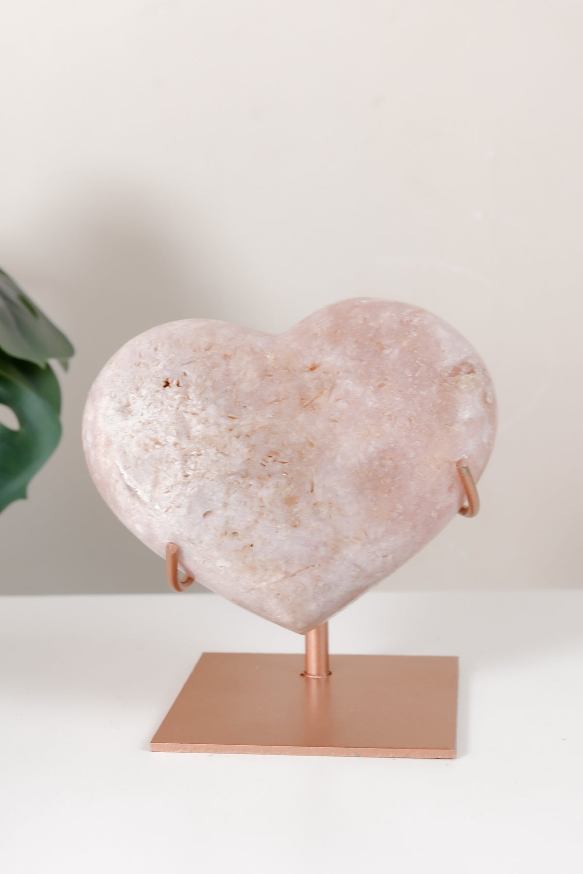 Pink Amethyst Heart On Stand