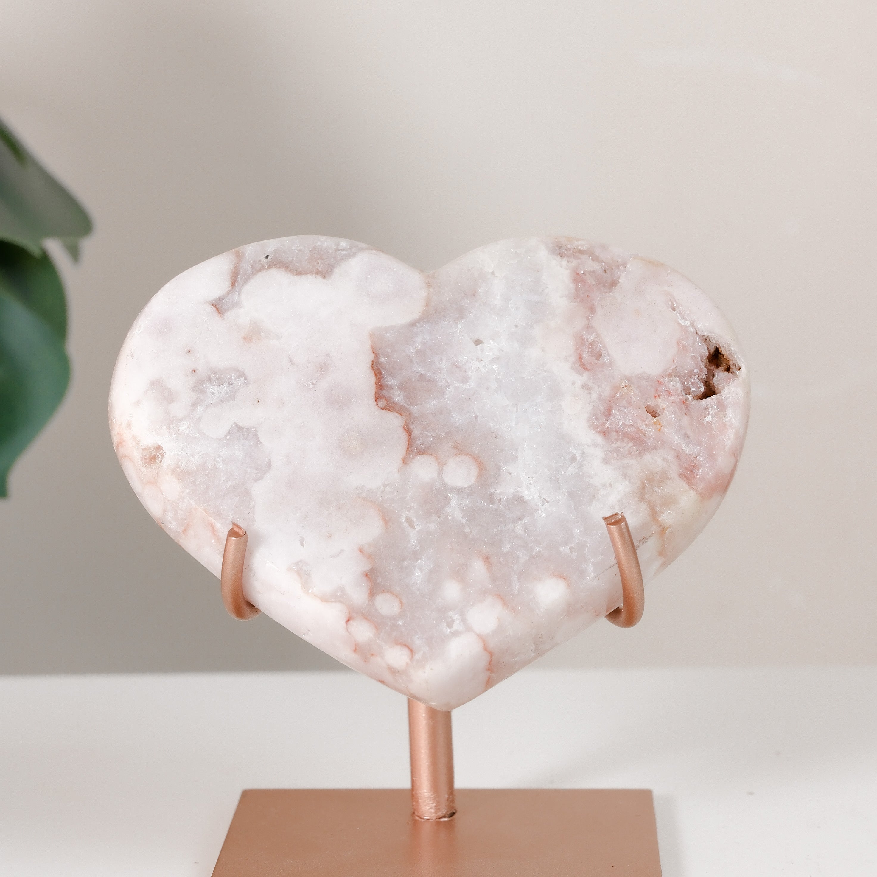 Pink Amethyst Heart On Stand