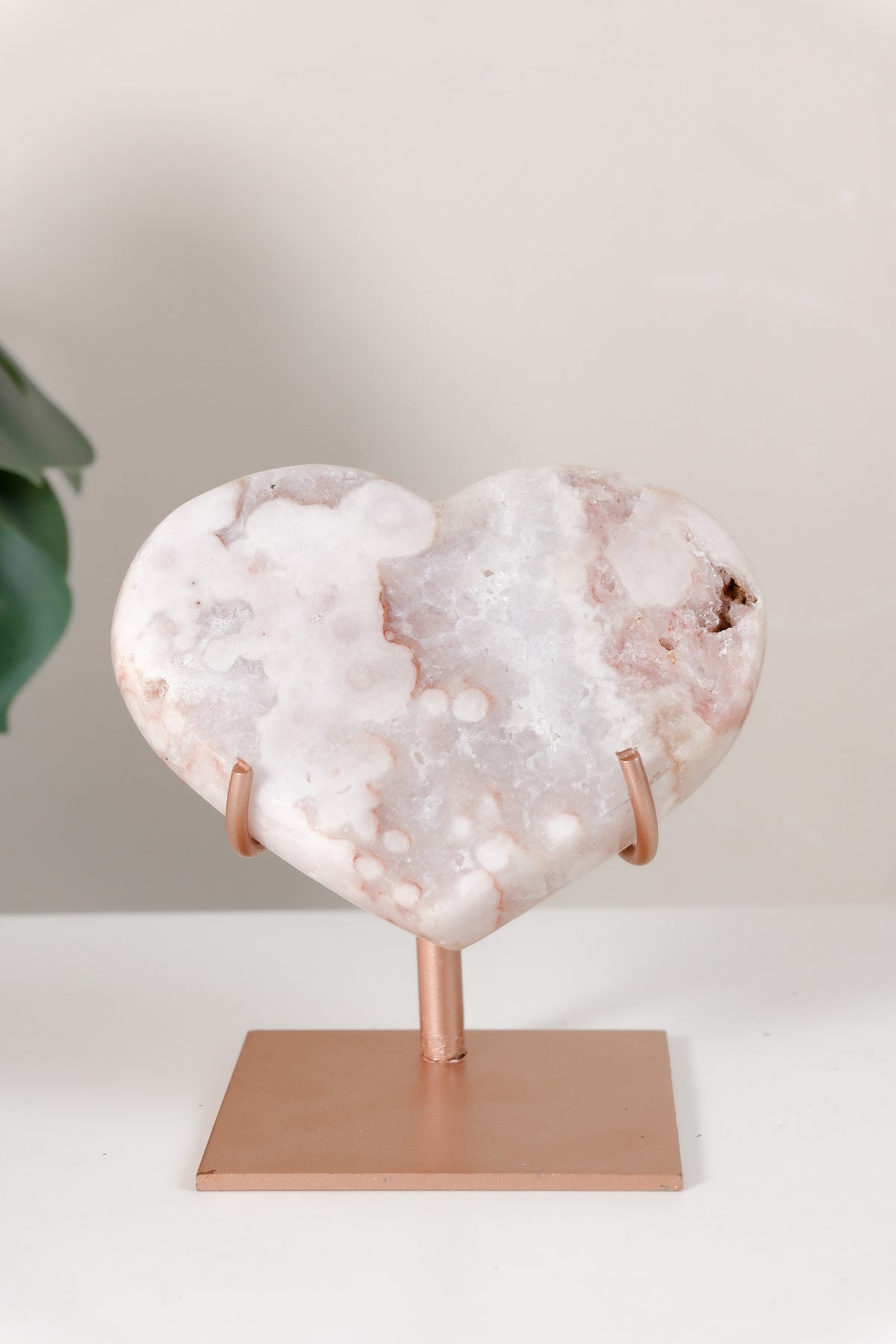 Pink Amethyst Heart On Stand