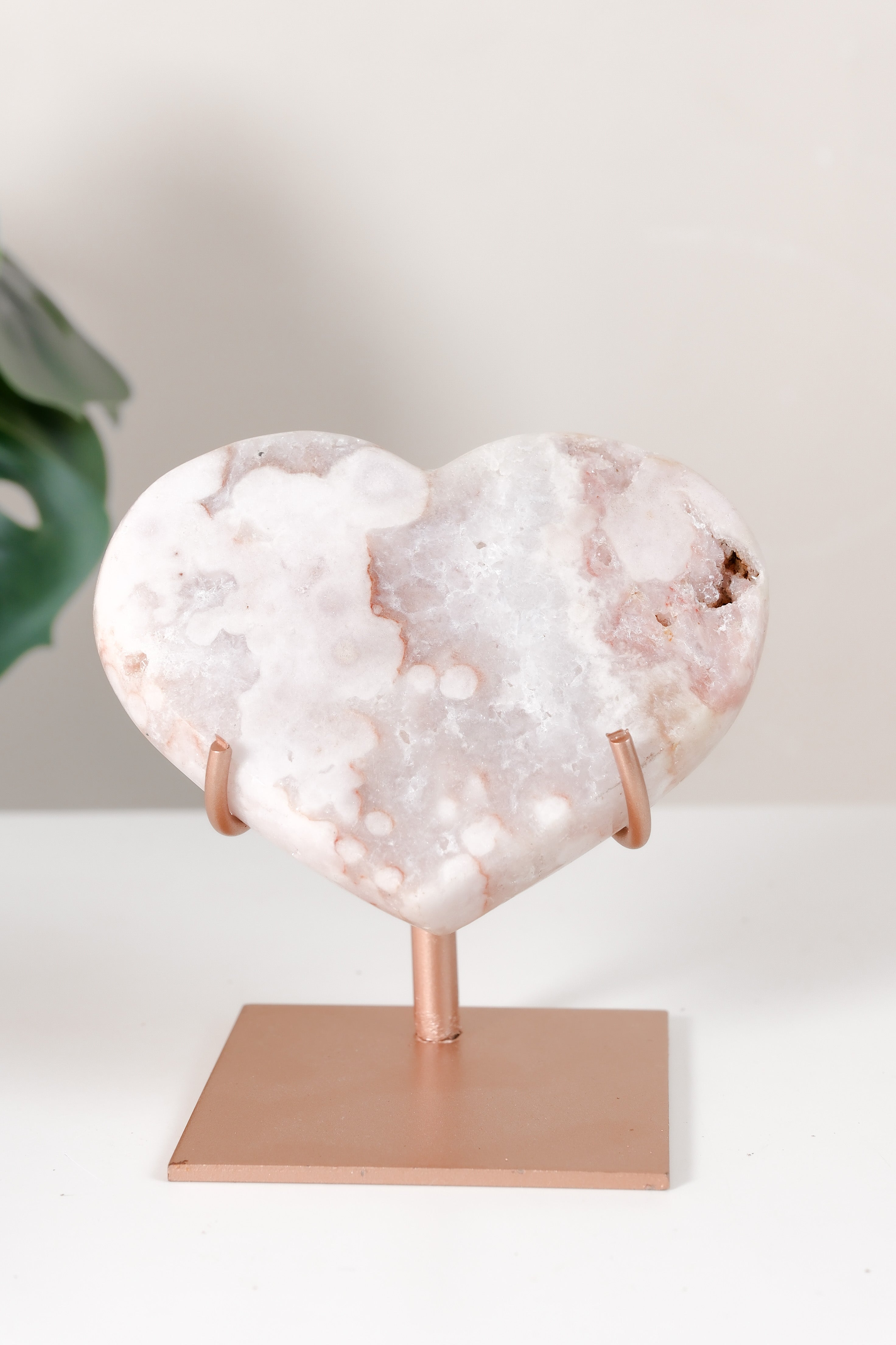 Pink Amethyst Heart On Stand