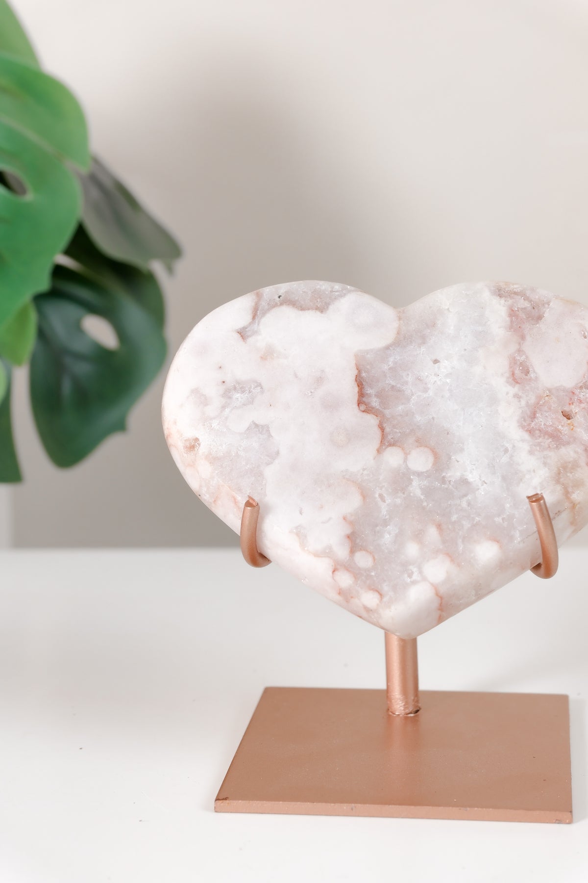Pink Amethyst Heart On Stand