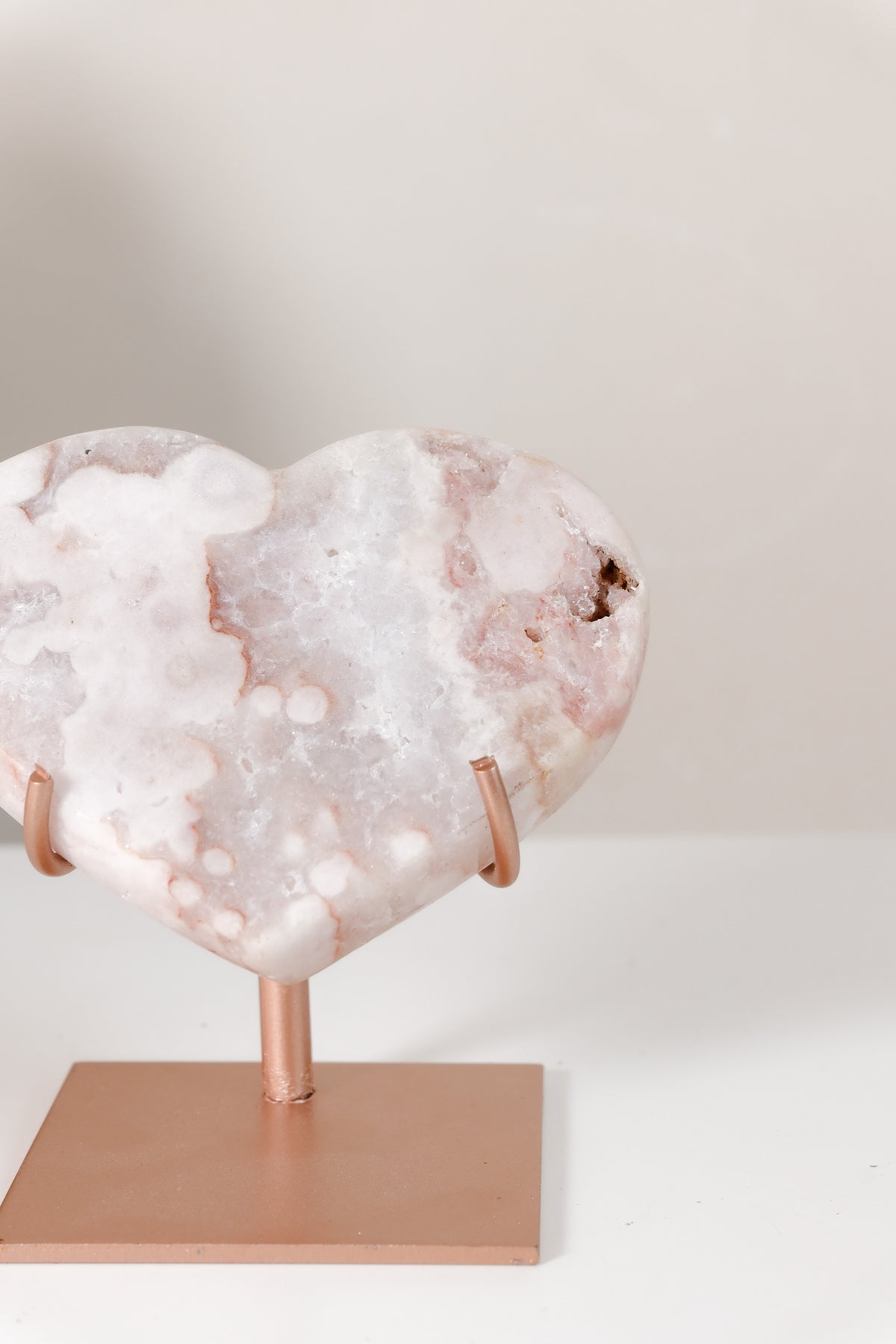 Pink Amethyst Heart On Stand