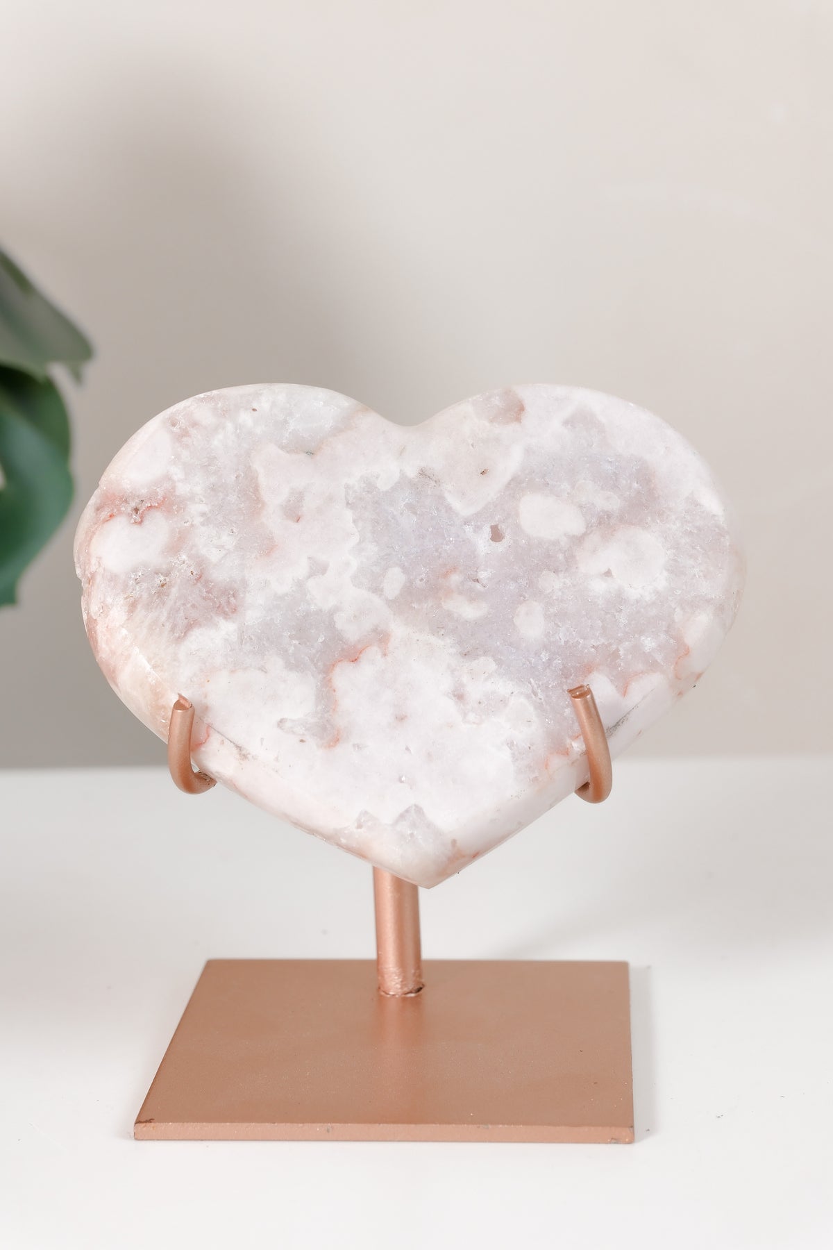Pink Amethyst Heart On Stand