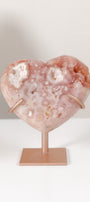 Pink Amethyst Heart On Stand