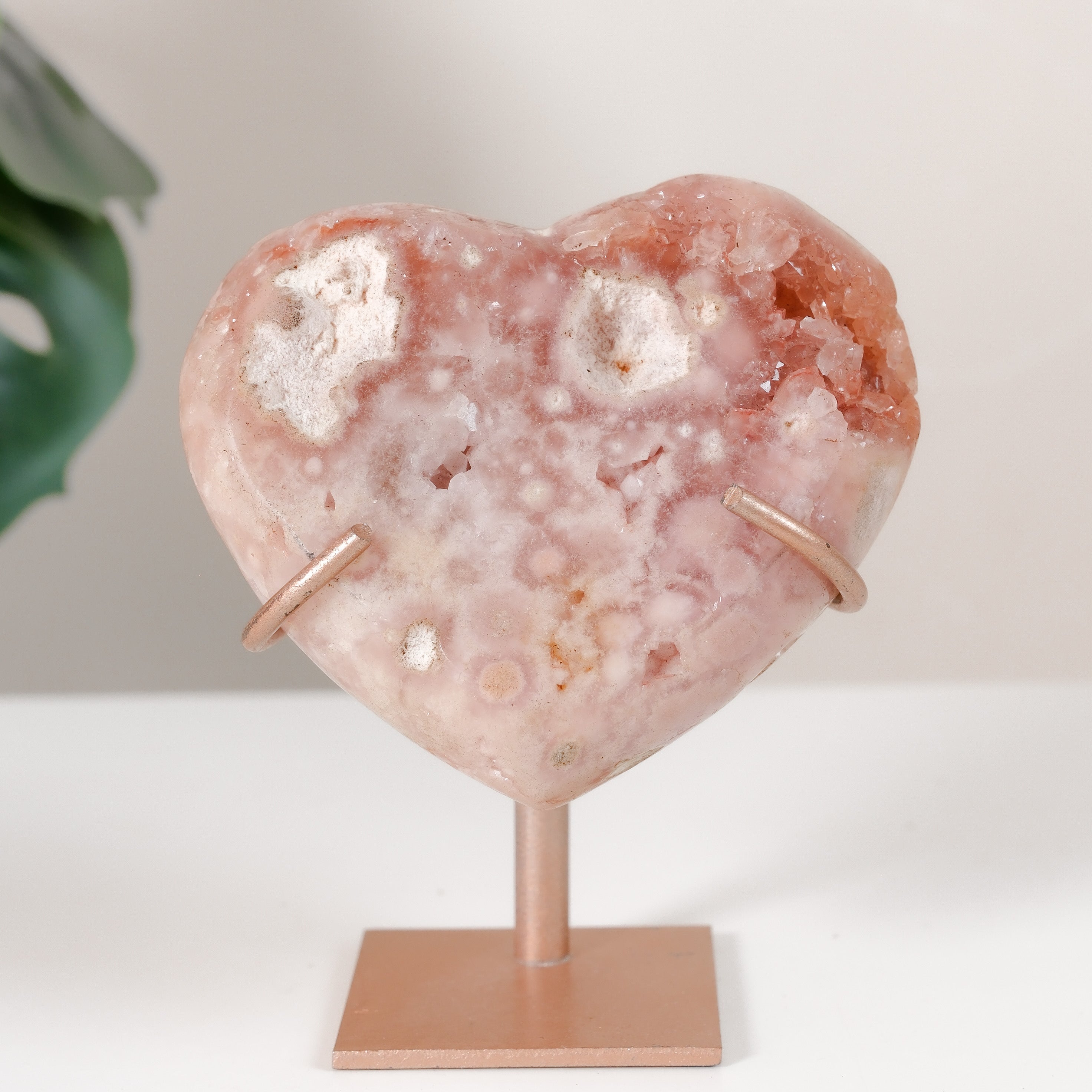Pink Amethyst Heart On Stand