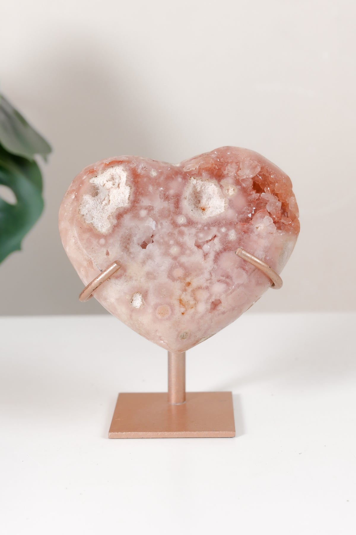 Pink Amethyst Heart On Stand