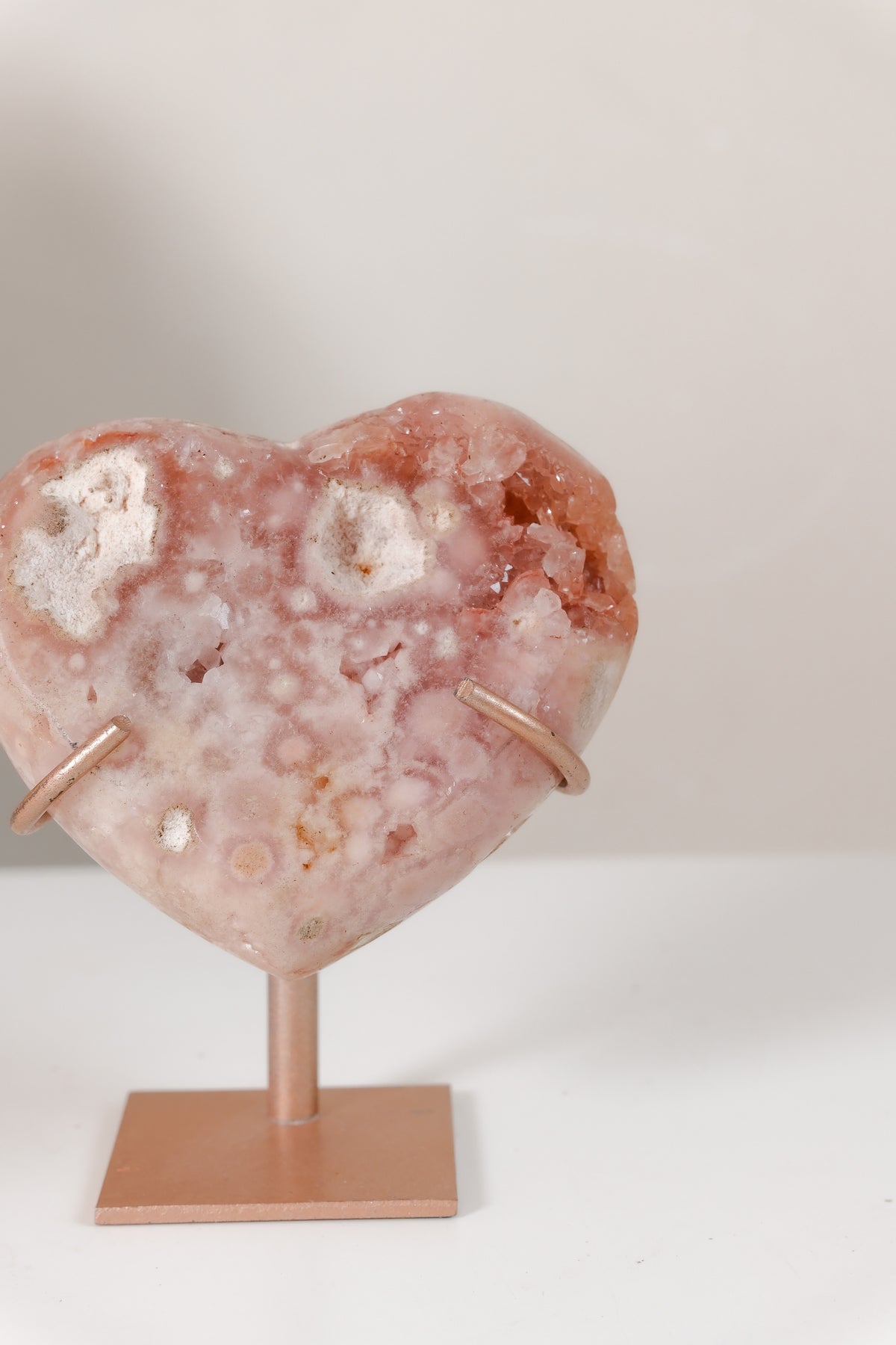 Pink Amethyst Heart On Stand