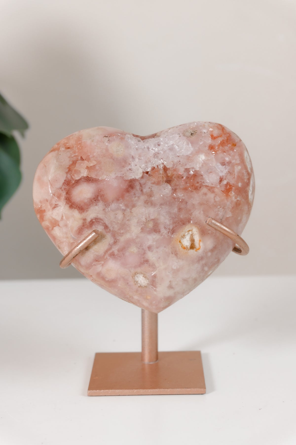 Pink Amethyst Heart On Stand
