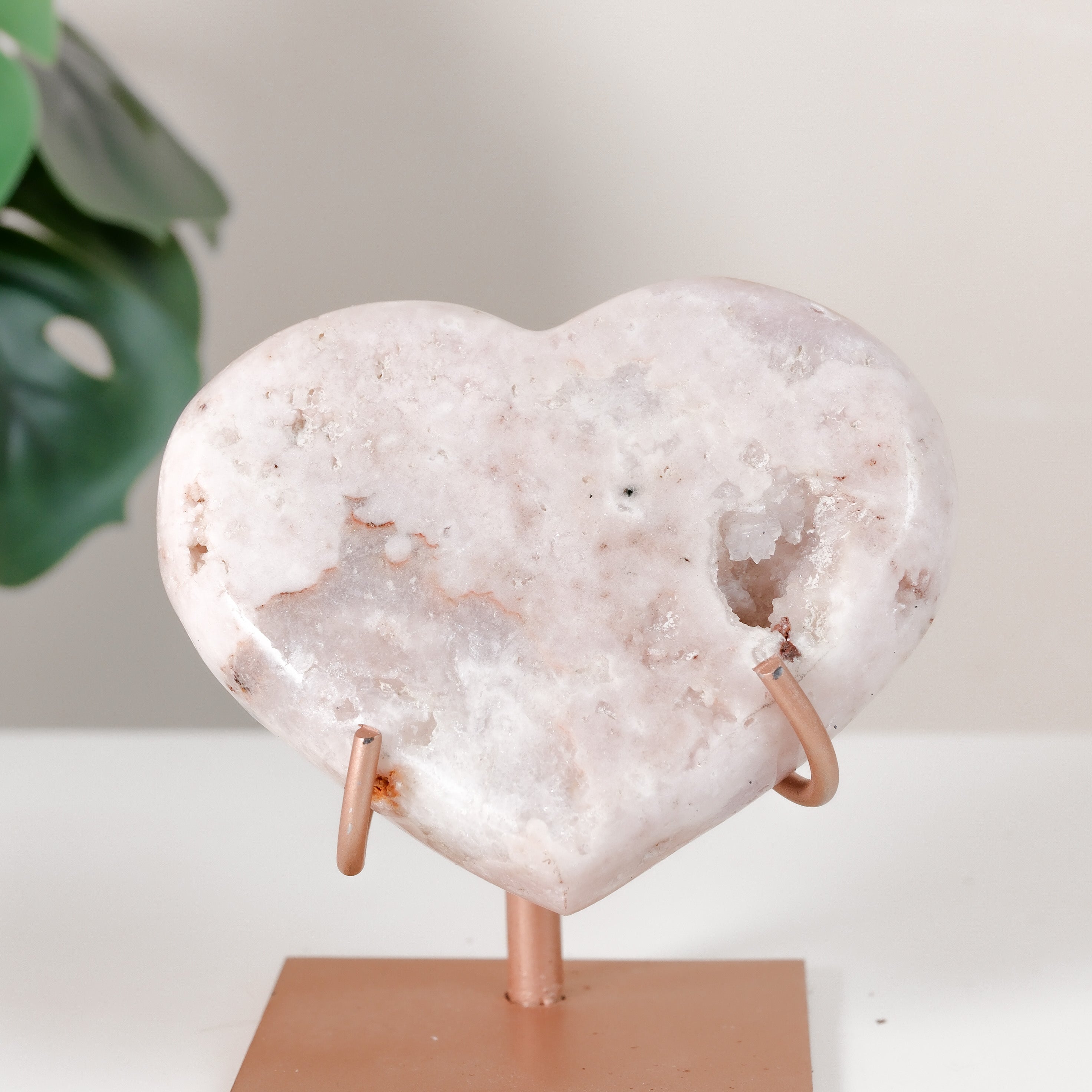Pink Amethyst Heart On Stand
