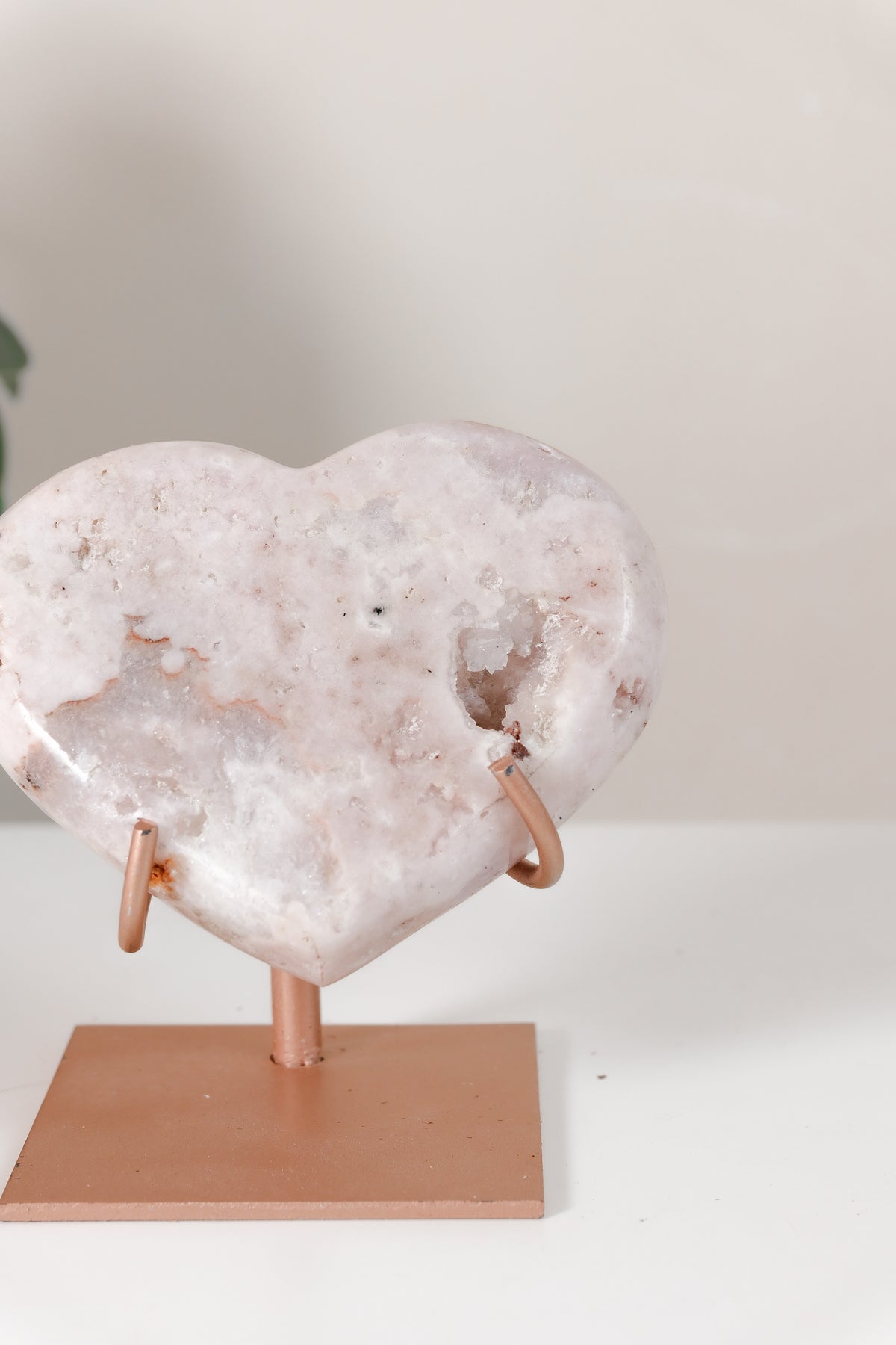 Pink Amethyst Heart On Stand