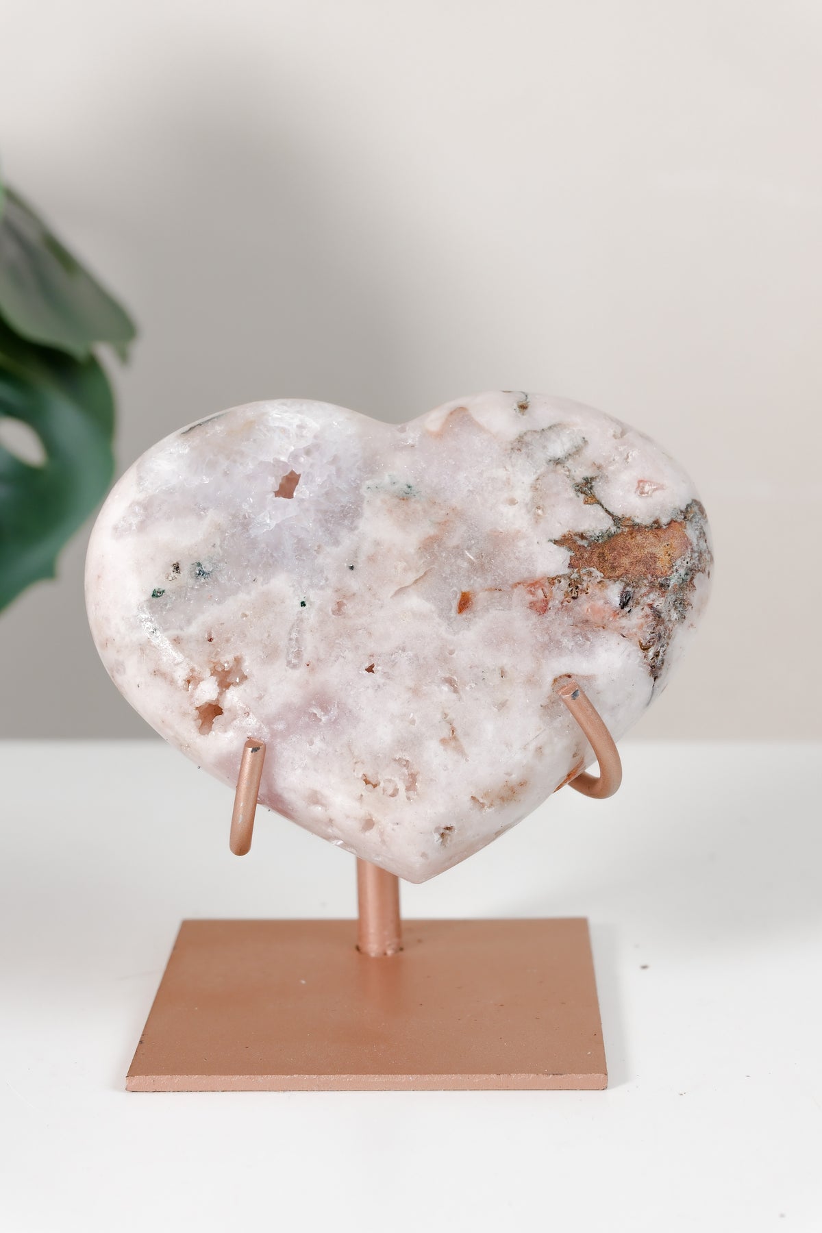 Pink Amethyst Heart On Stand