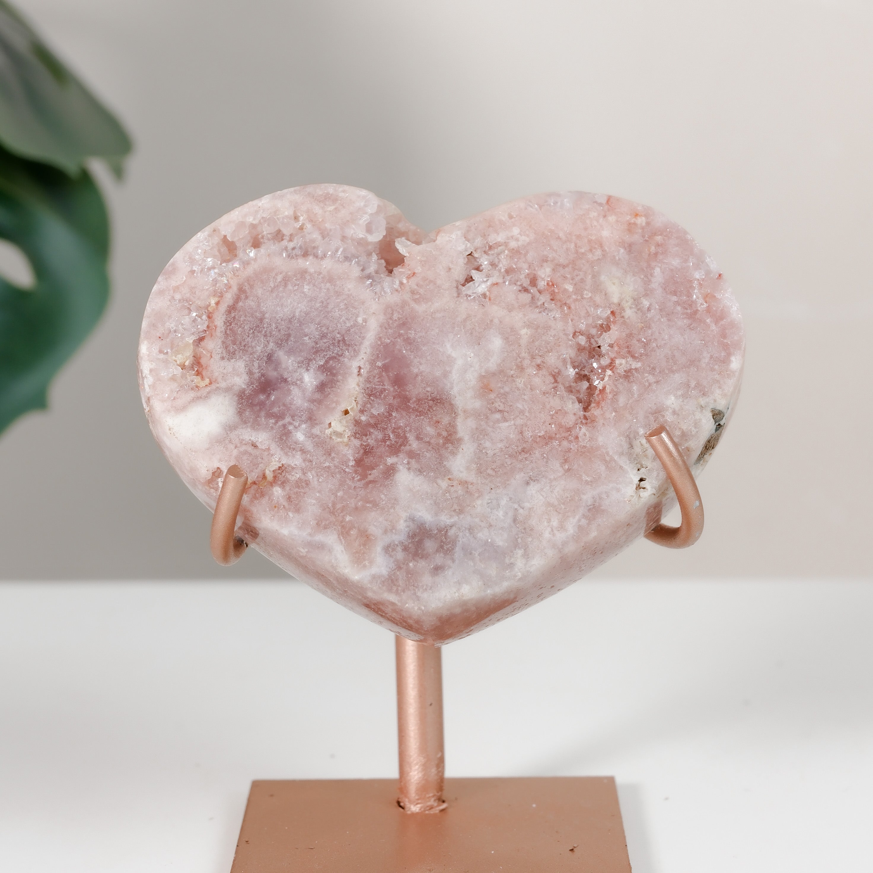 Pink Amethyst Heart On Stand