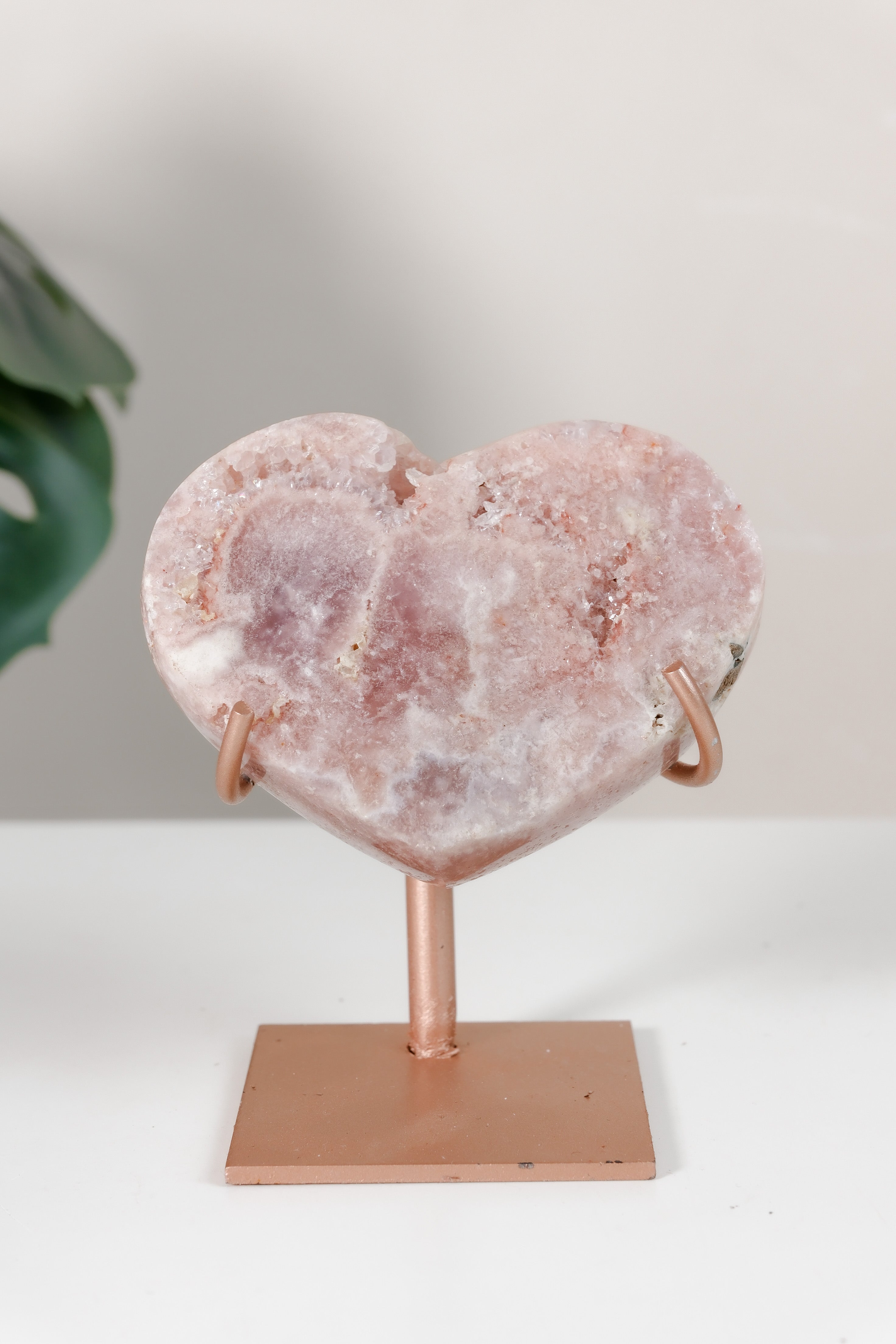 Pink Amethyst Heart On Stand