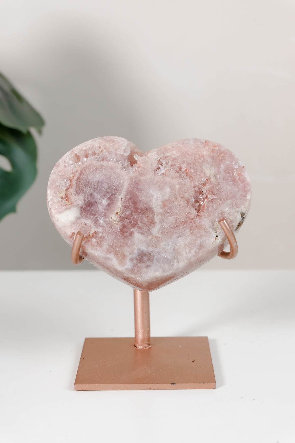 Pink Amethyst Heart On Stand