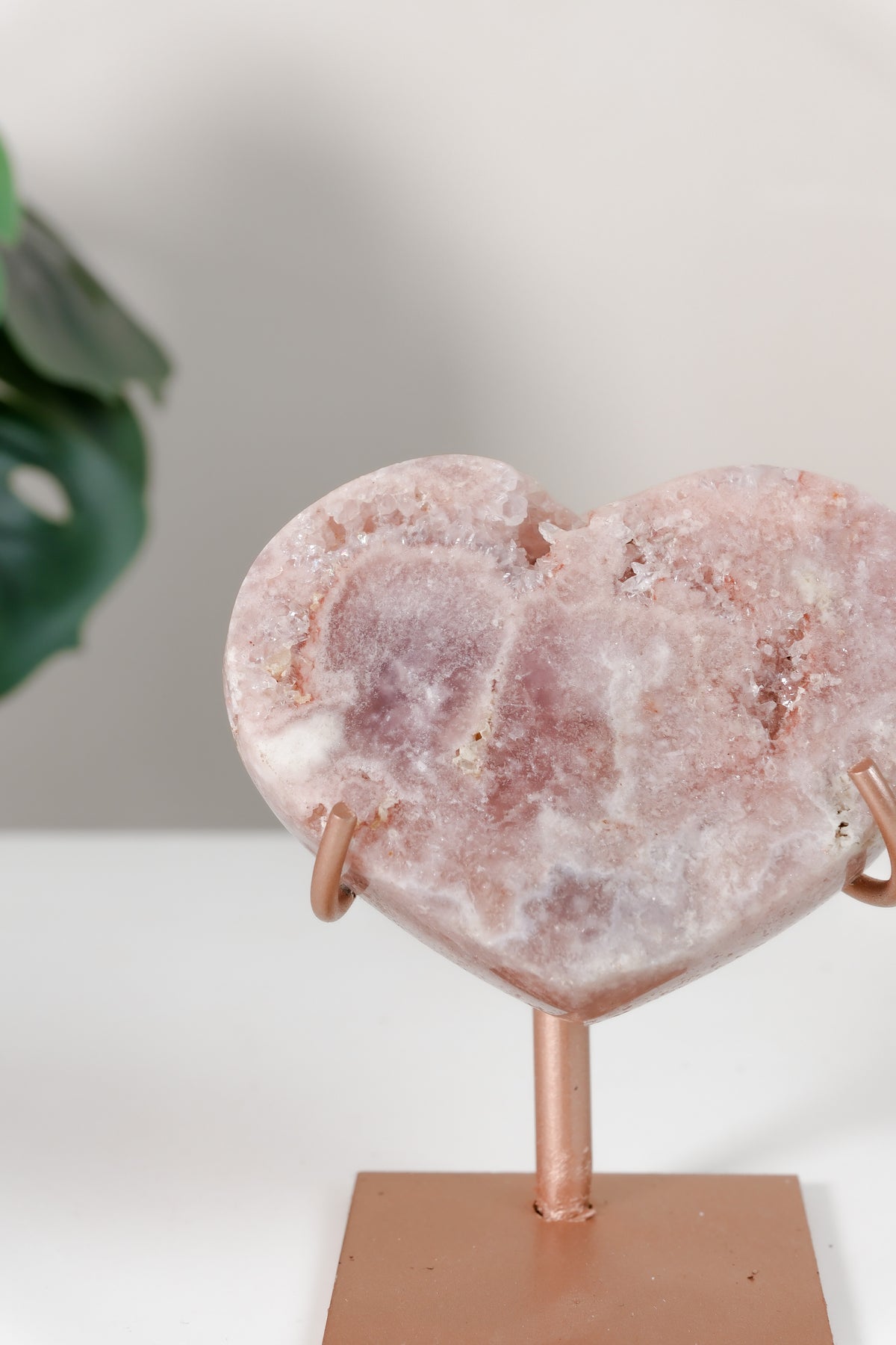 Pink Amethyst Heart On Stand
