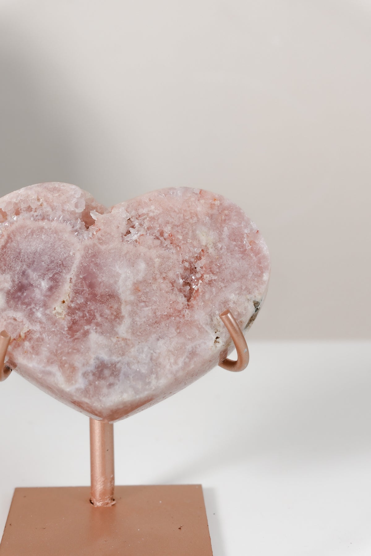 Pink Amethyst Heart On Stand
