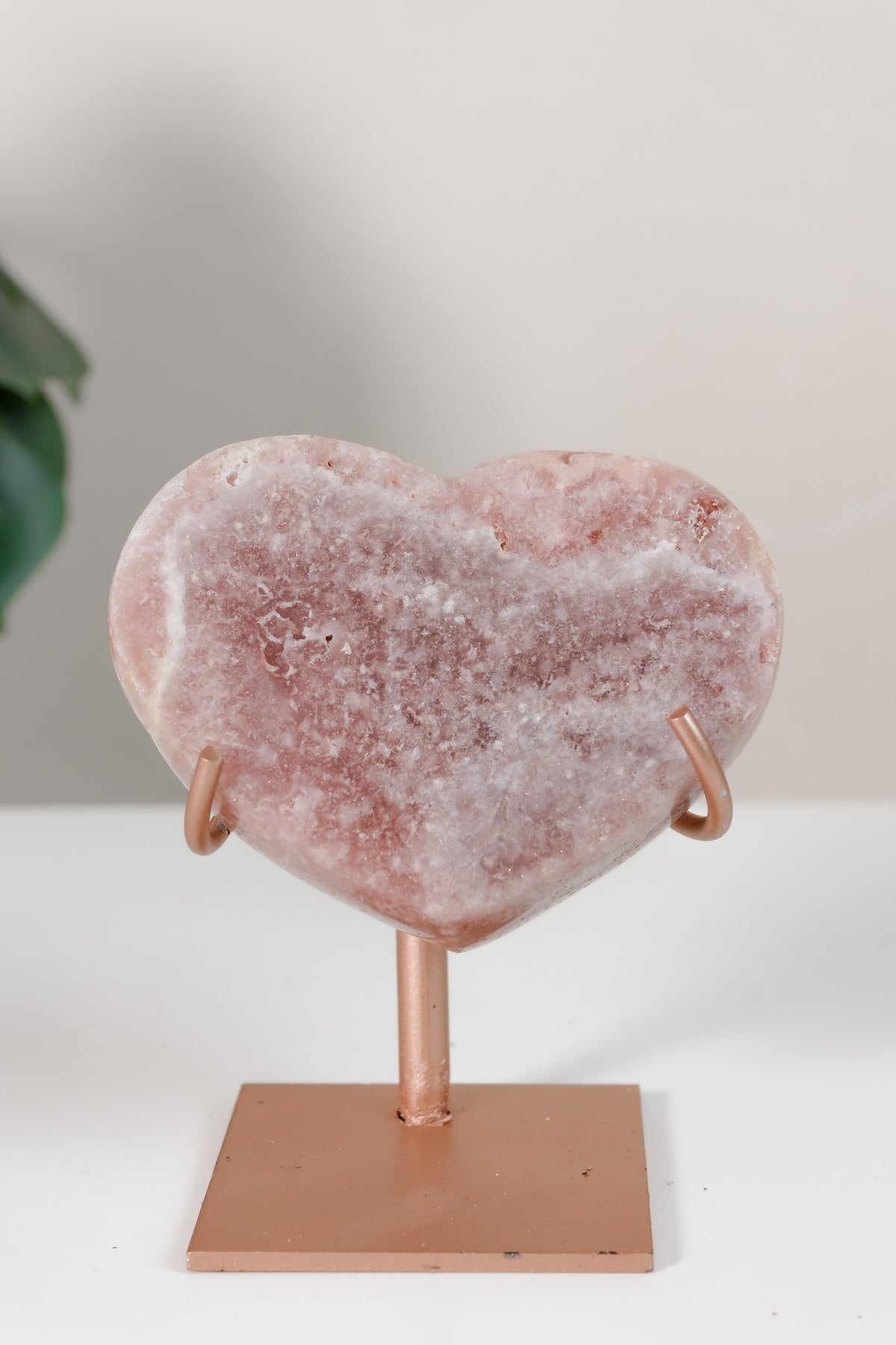 Pink Amethyst Heart On Stand